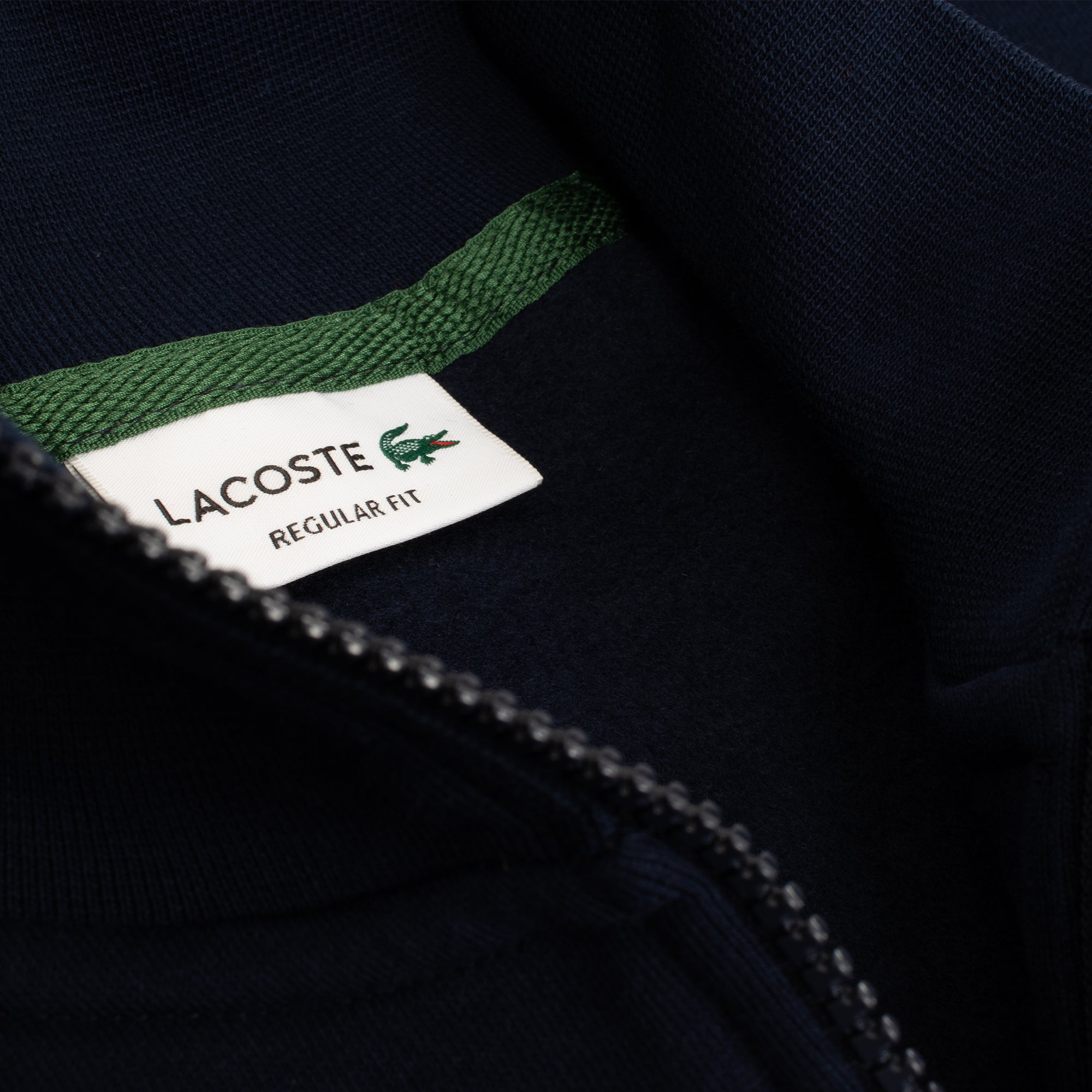 Lacoste Quarter Zip Stand Up Collar Cotton Sweatshirt Navy