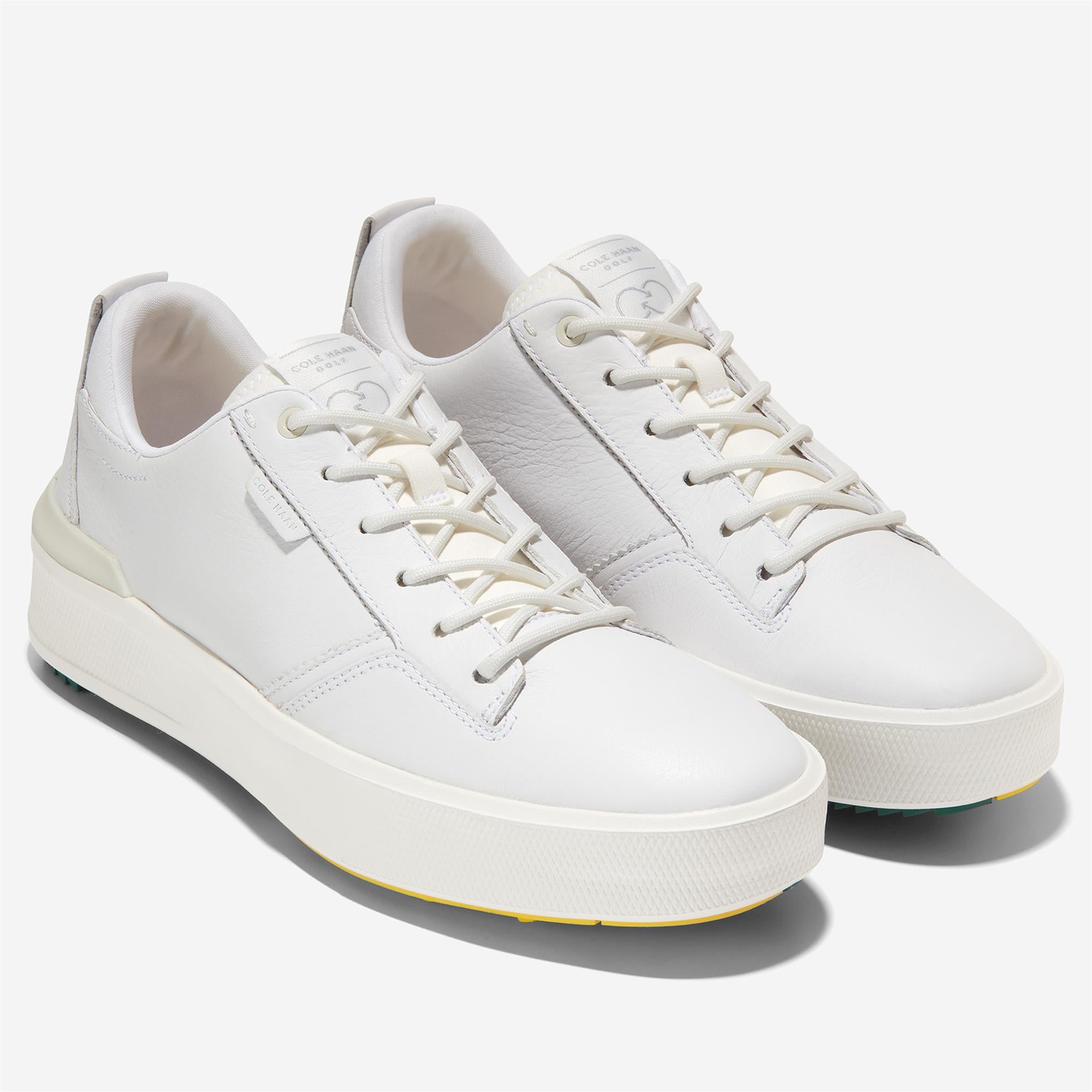 Cole Haan GrandPrø Crew Mens Golf Shoe White Leather Aventurine