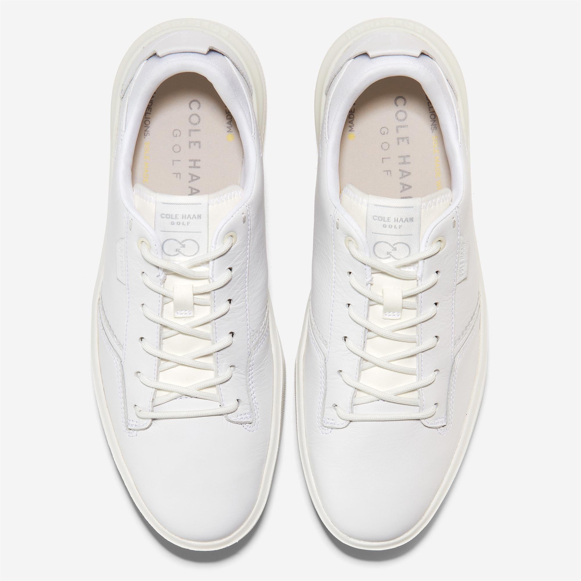 Cole Haan GrandPrø Crew Mens Golf Shoe White Leather Aventurine