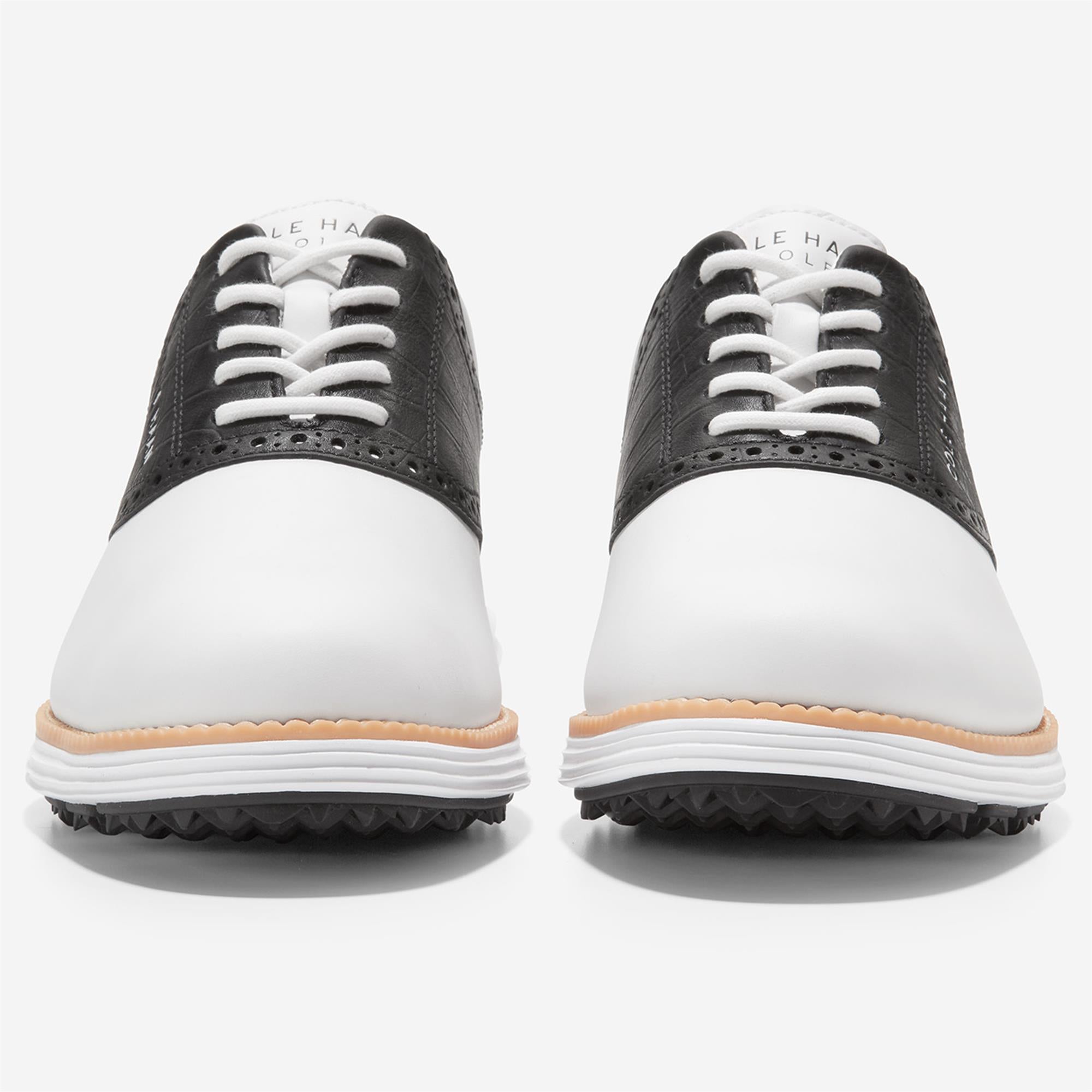 Cole Haan ØriginalGrand Saddle Mens Golf Shoe White/Black Croc Print