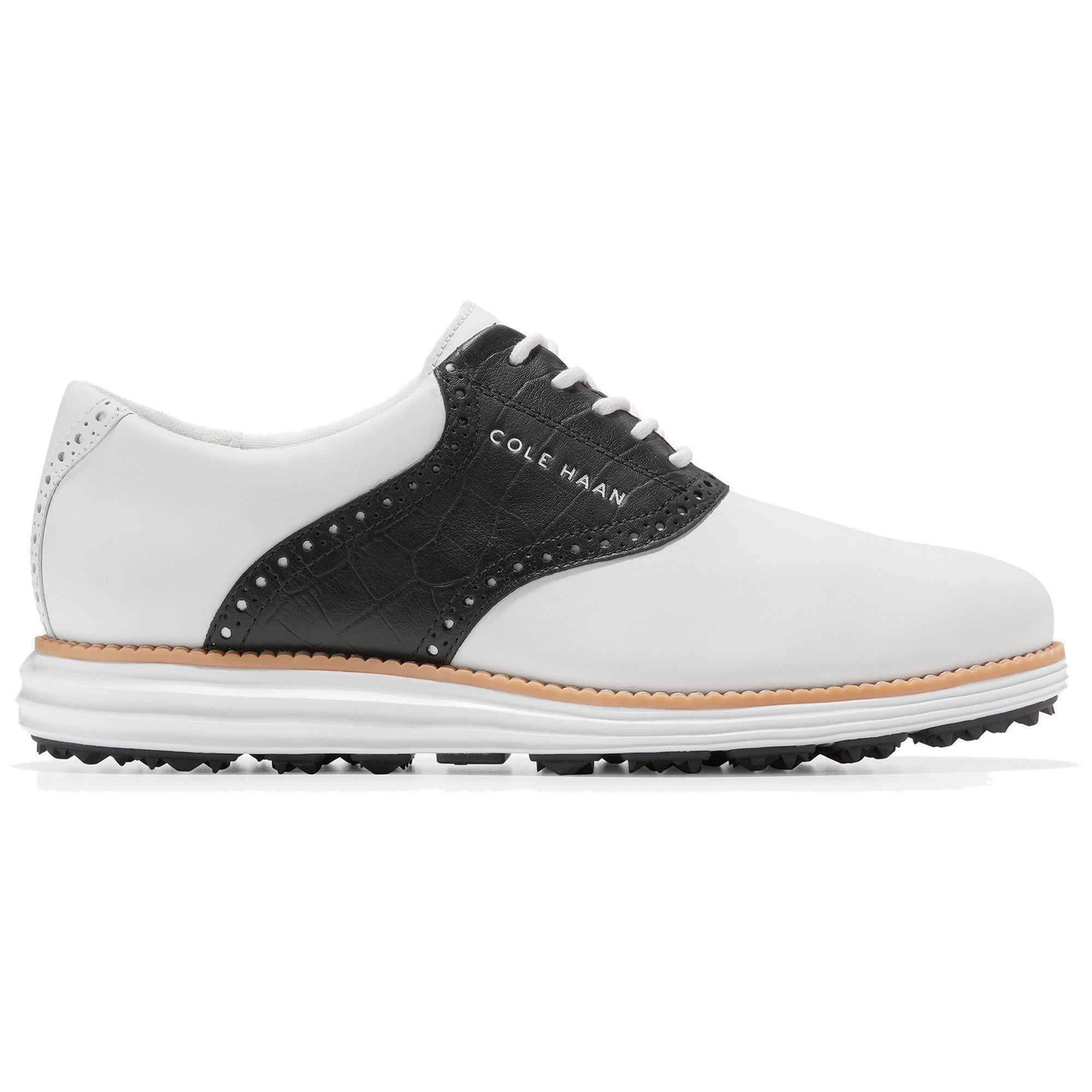 Cole Haan ØriginalGrand Saddle Mens Golf Shoe White/Black Croc Print