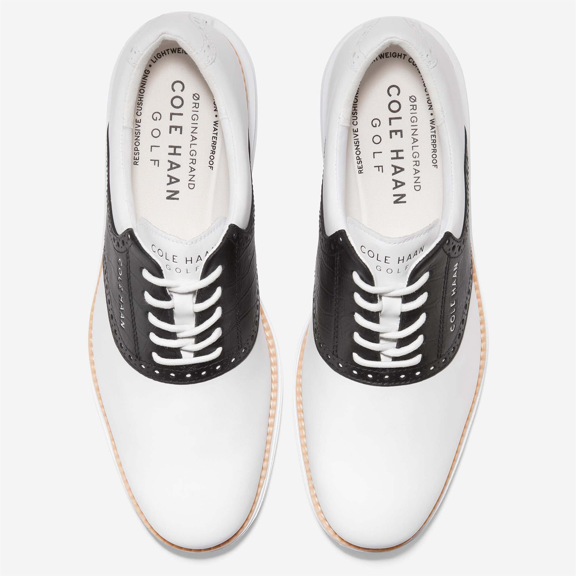 Cole Haan ØriginalGrand Saddle Mens Golf Shoe White/Black Croc Print