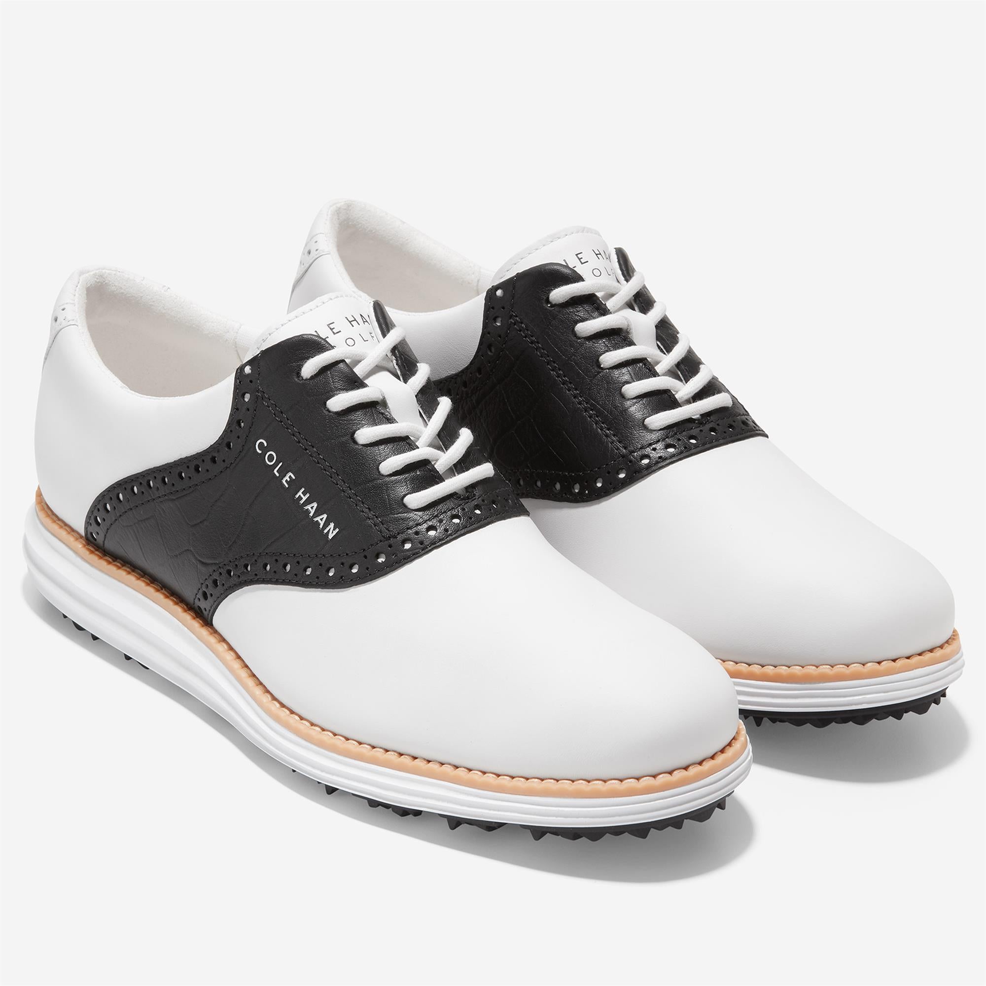 Cole Haan ØriginalGrand Saddle Mens Golf Shoe White/Black Croc Print