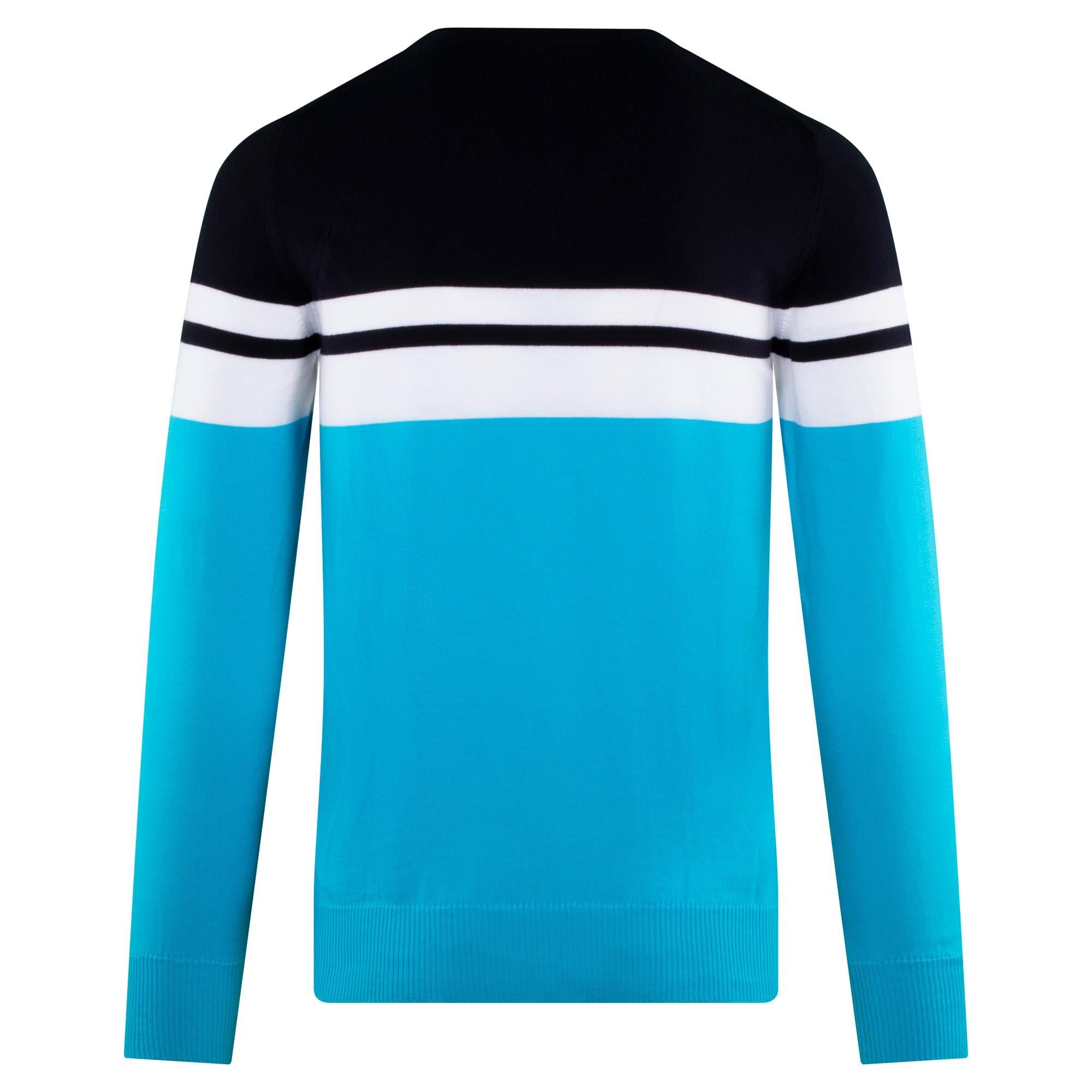 J Lindeberg Dunbar Striped Cotton Sweater Navy/Blue