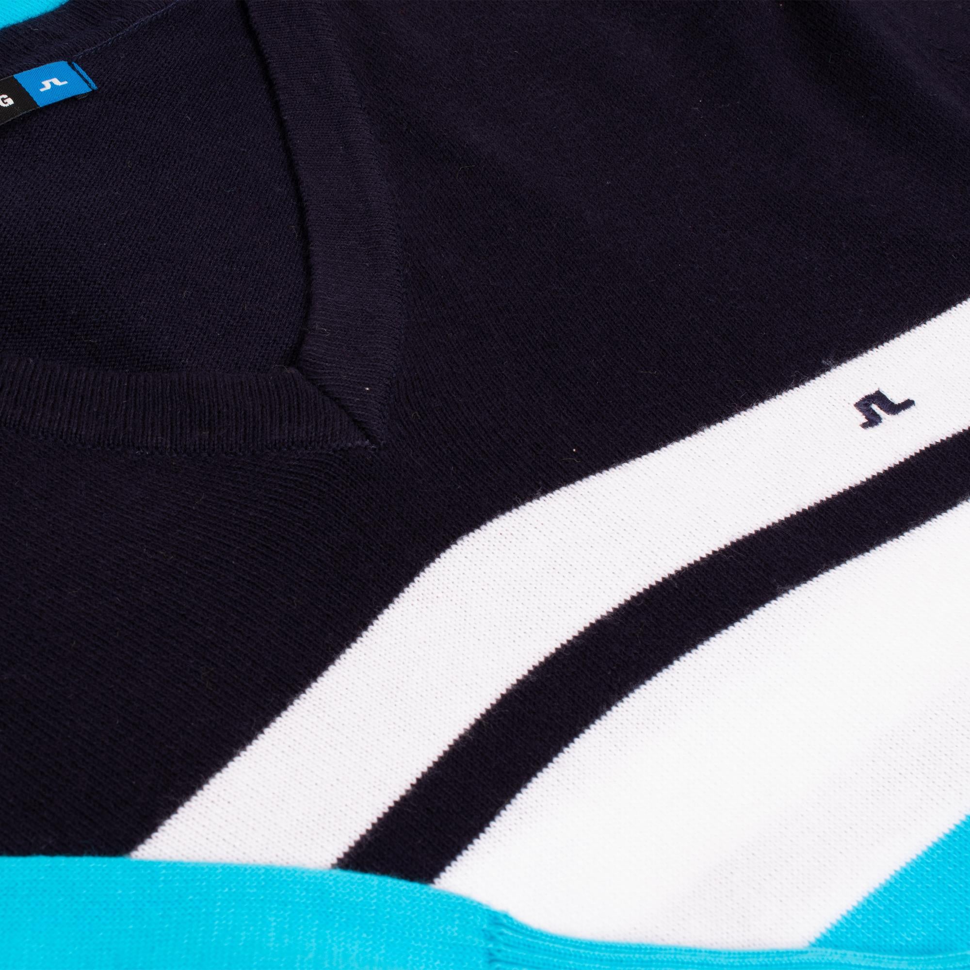 J Lindeberg Dunbar Striped Cotton Sweater Navy/Blue