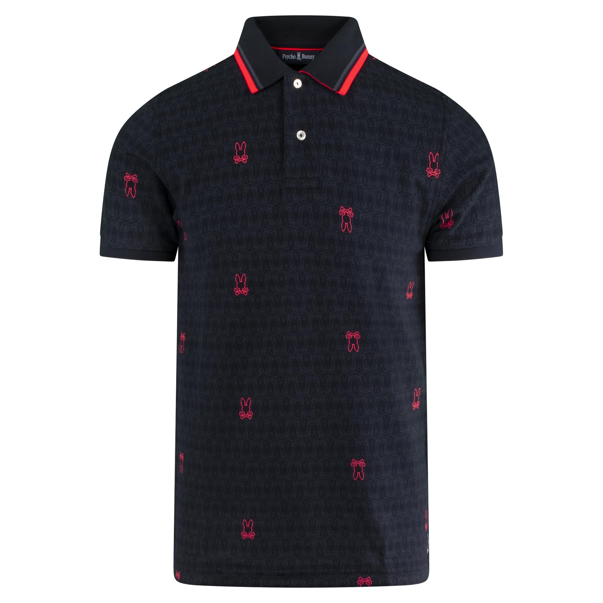 Psycho Bunny Belmont AOP Pique Polo Shirt Navy