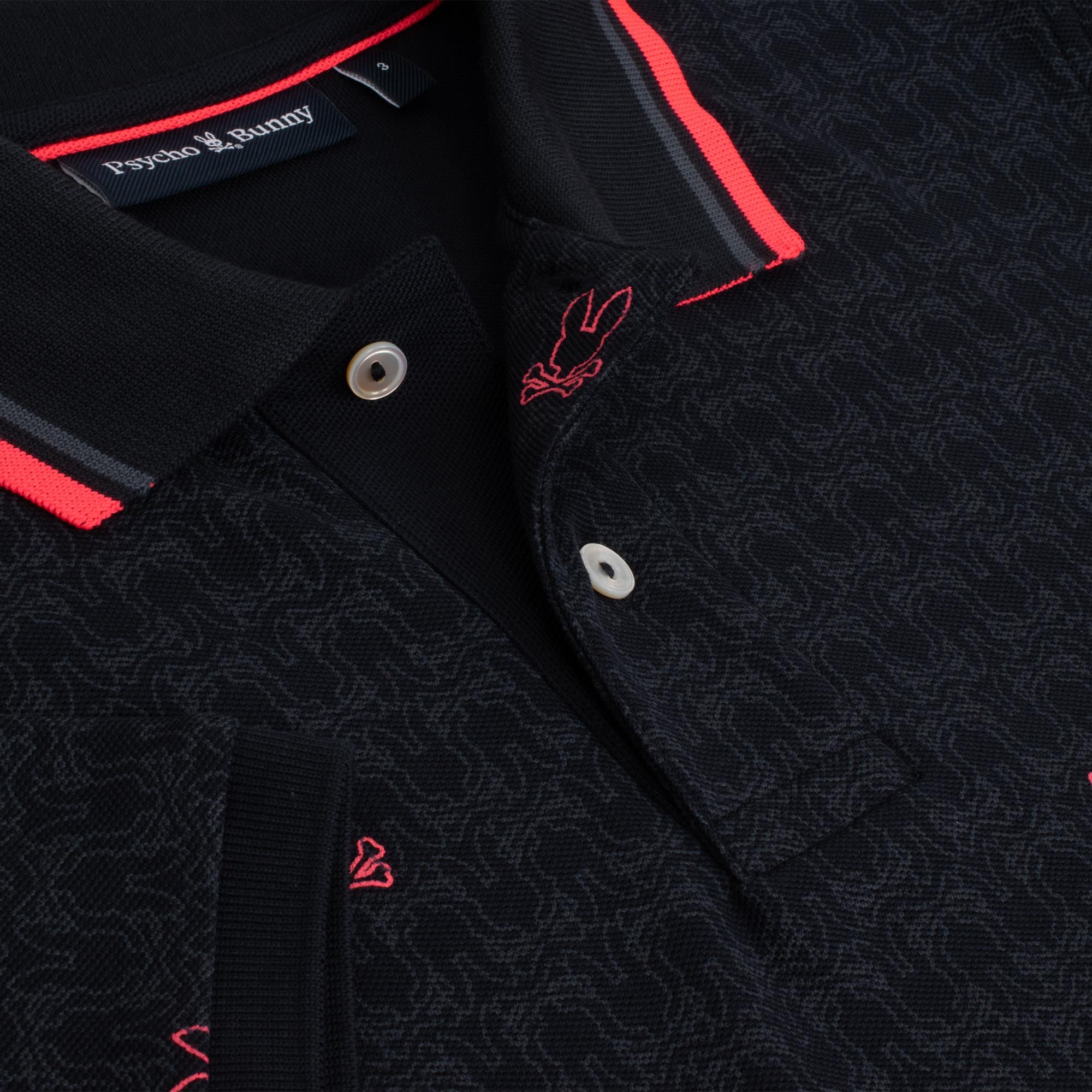 Psycho Bunny Belmont AOP Pique Polo Shirt Navy