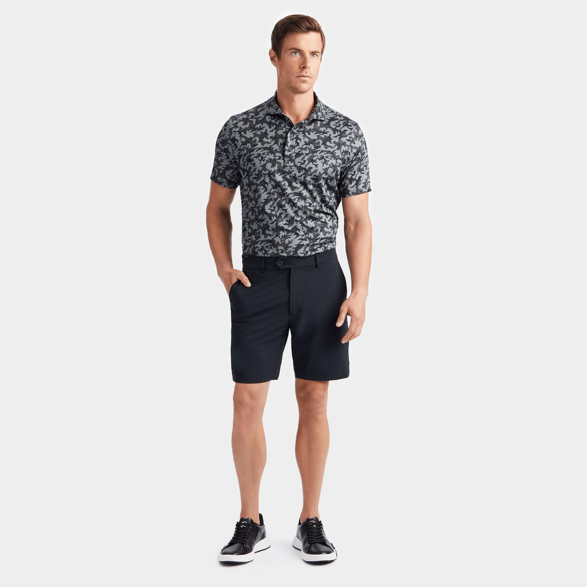 G/FORE Mapped Icon Camo Tech Jersey Polo Shirt Onyx