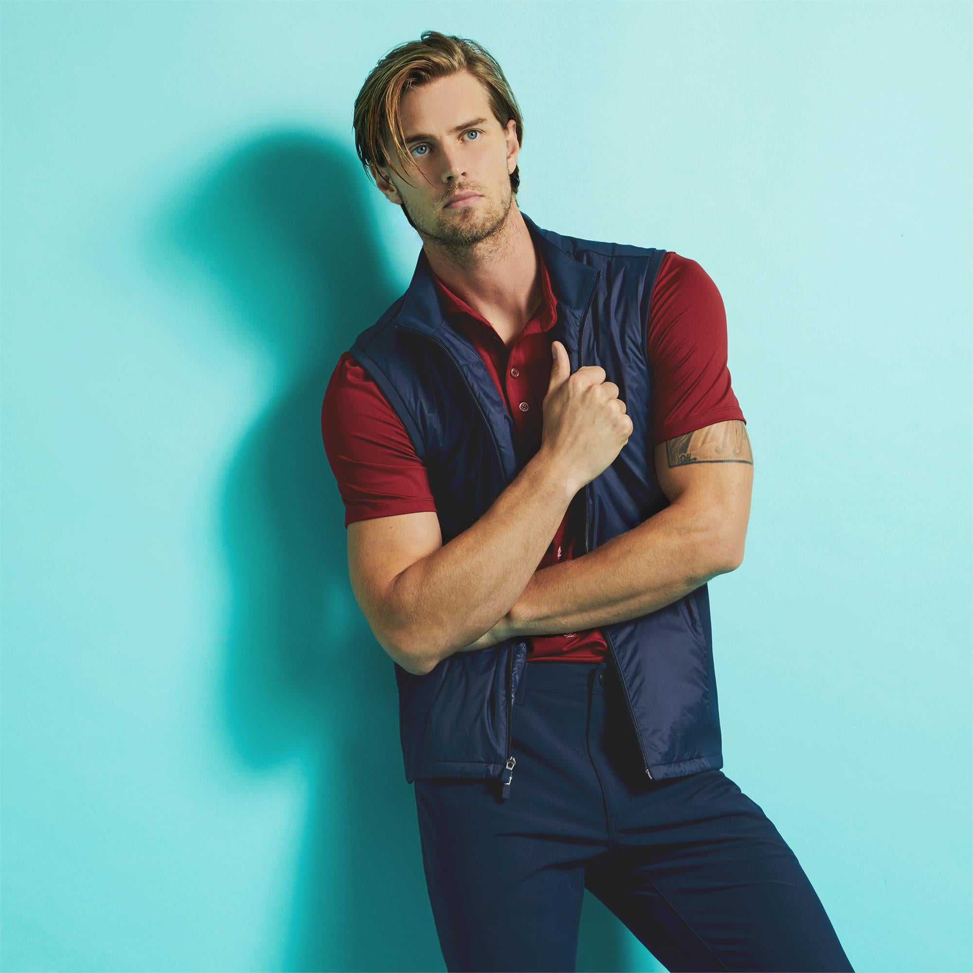 G/FORE Embroidered Skull & Tees Tech Jersey Polo Rhubarb