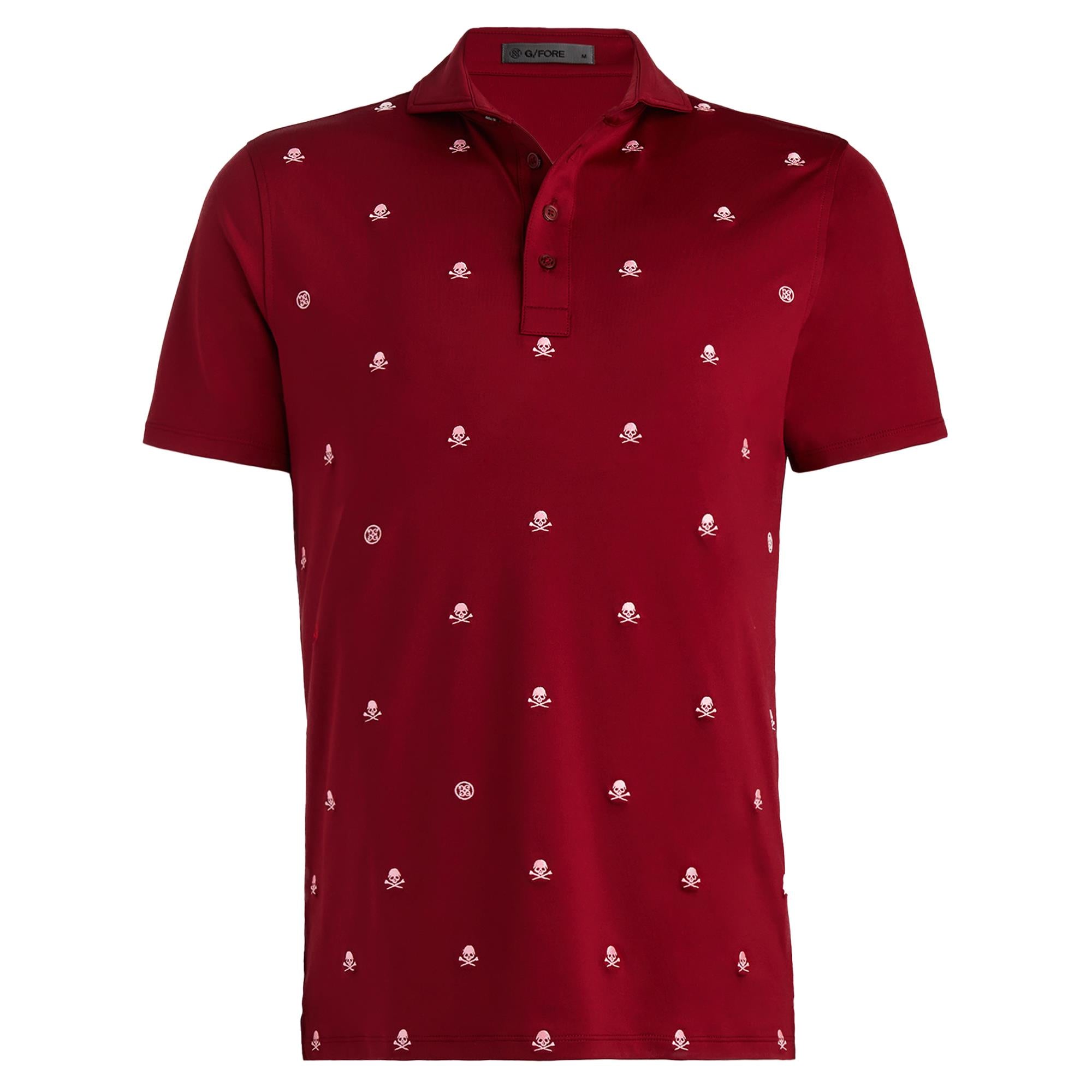 G/FORE Embroidered Skull & Tees Tech Jersey Polo Rhubarb