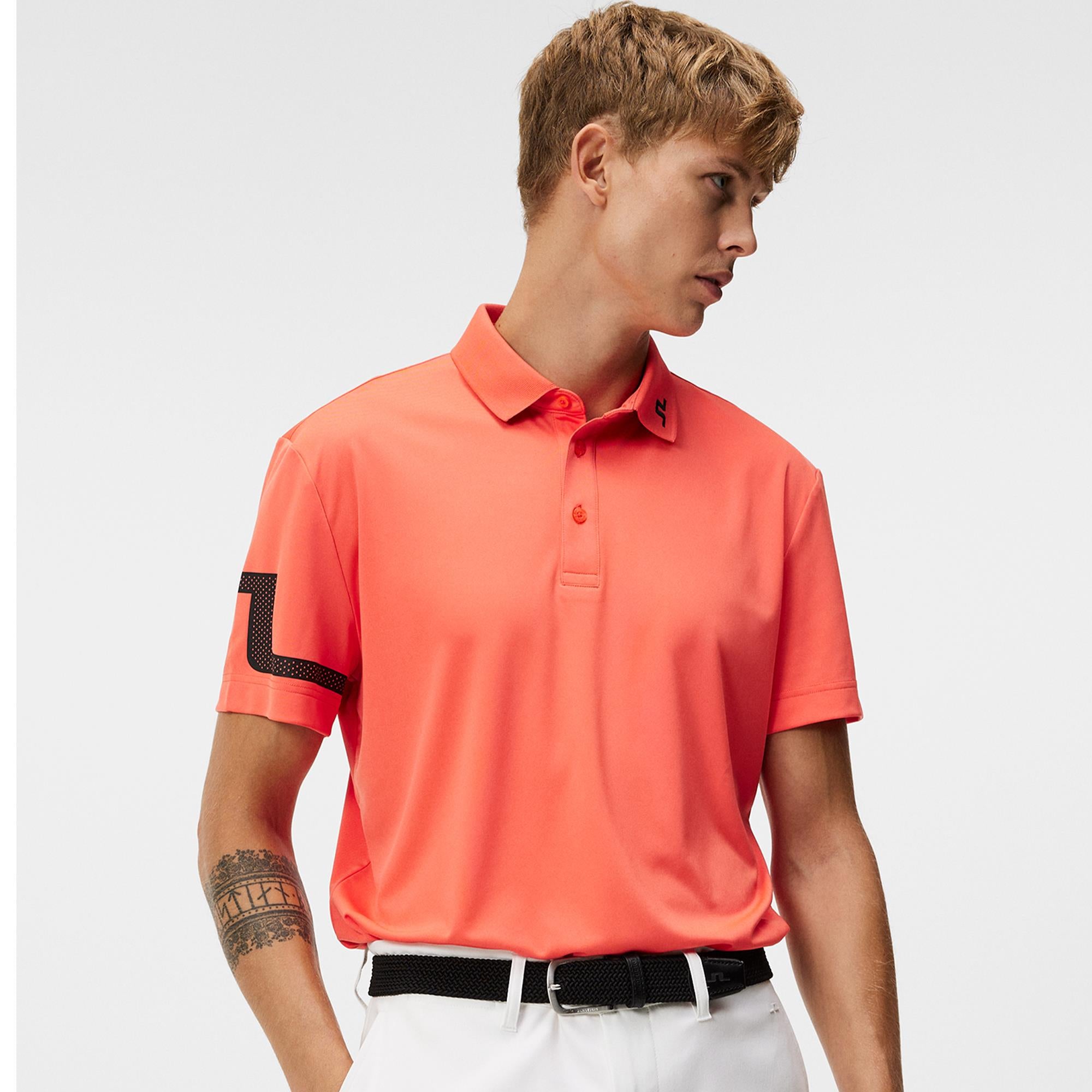 J Lindeberg Golf Heath Polo Shirt Hot Coral