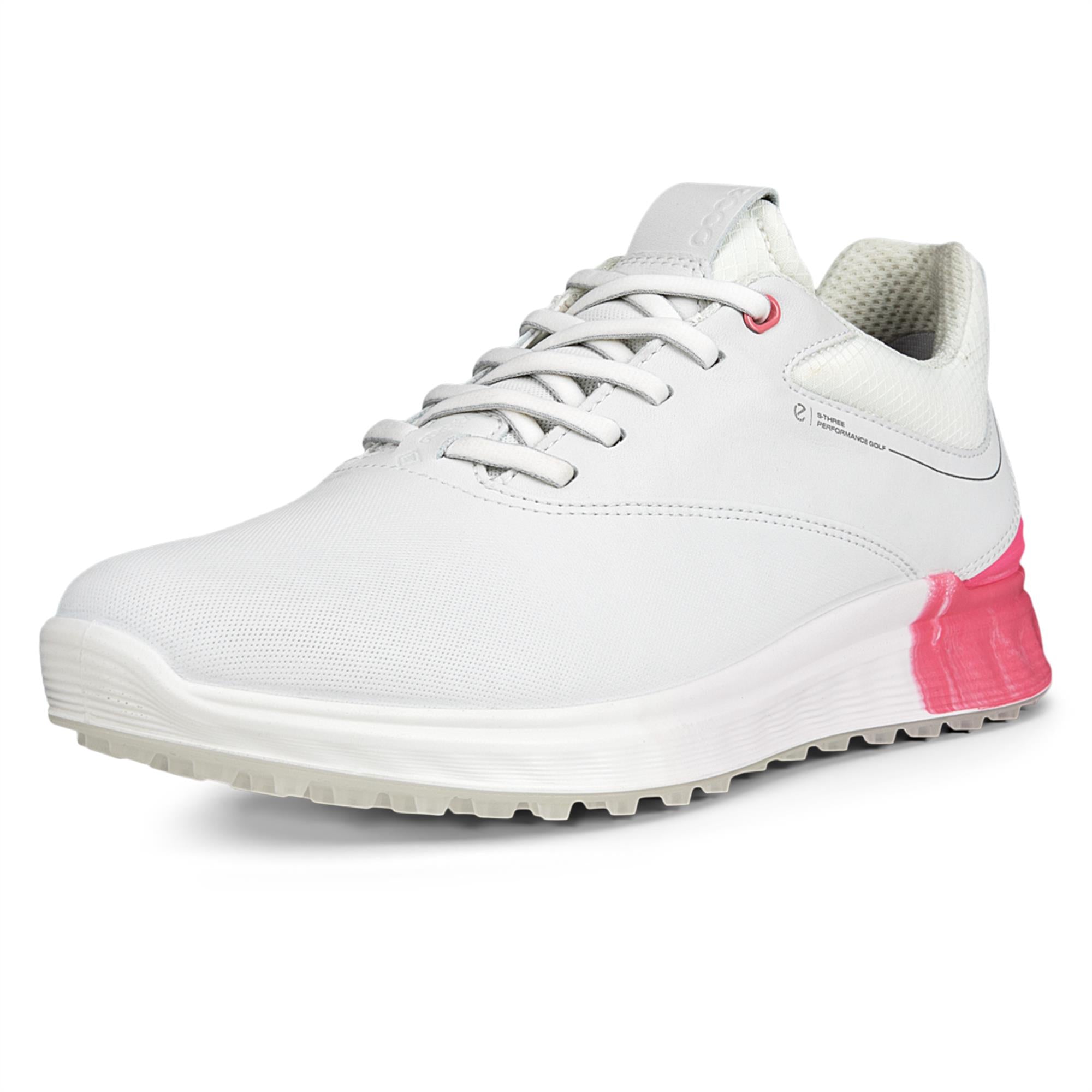 Ecco S-Three Gore-Tex Ladies Golf Shoes White/Bubble Gum