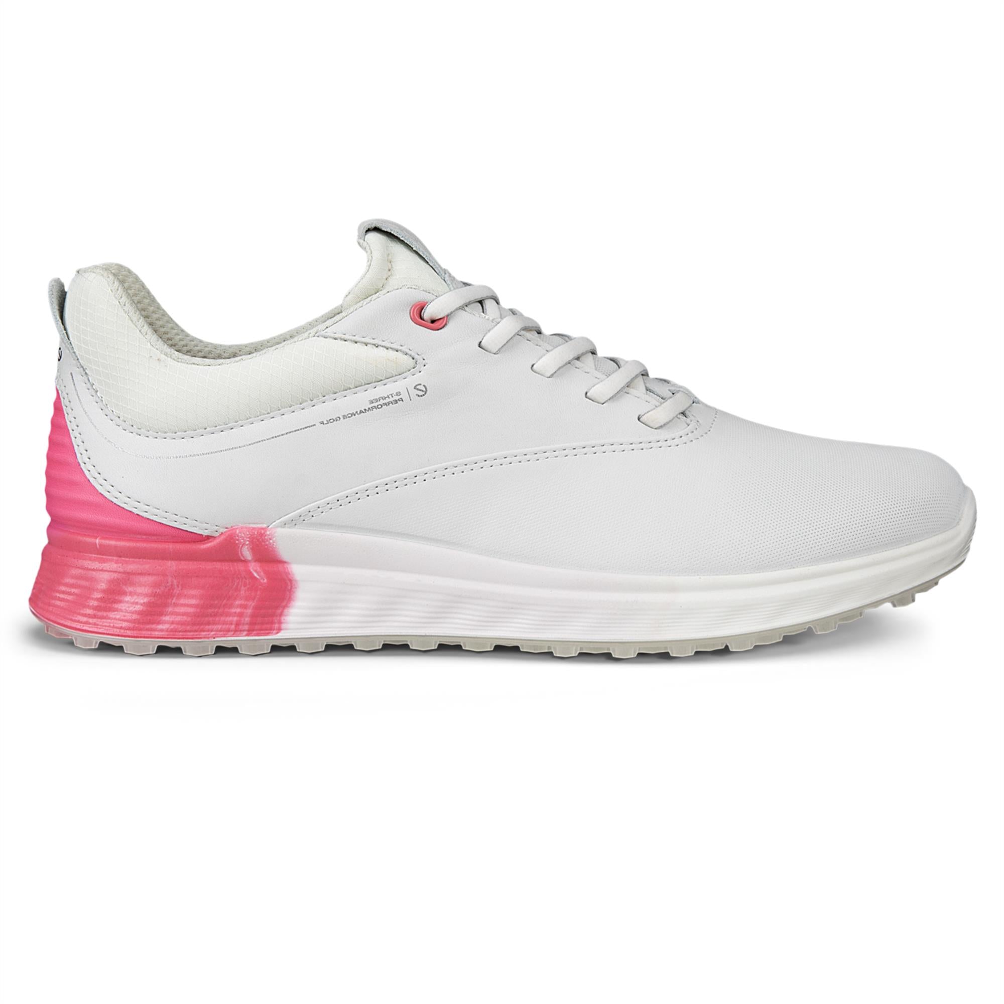 Ecco S-Three Gore-Tex Ladies Golf Shoes White/Bubble Gum