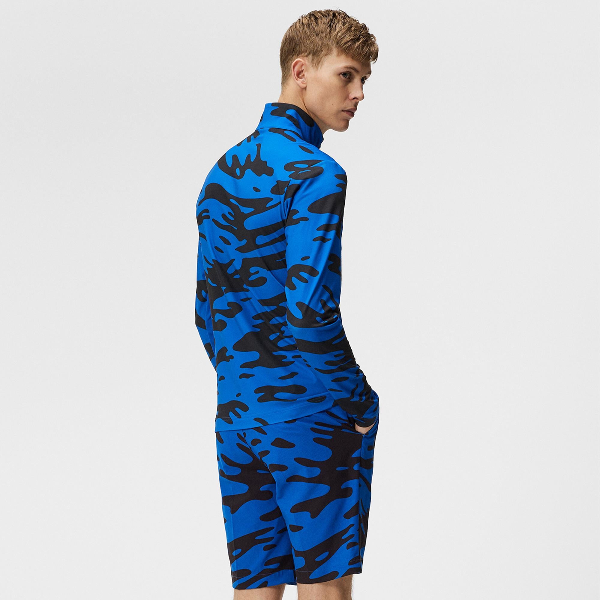 J Lindeberg Luke Print Mens Golf Mid Layer Neptune Nautical Blue