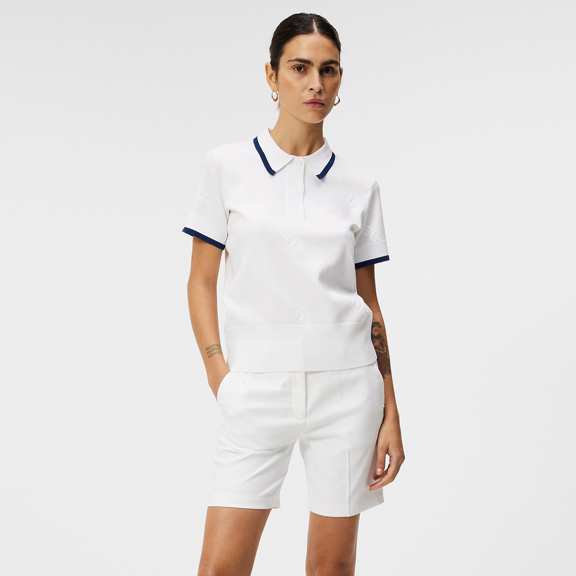 J Lindeberg Feline Knitted Ladies Polo Shirt White