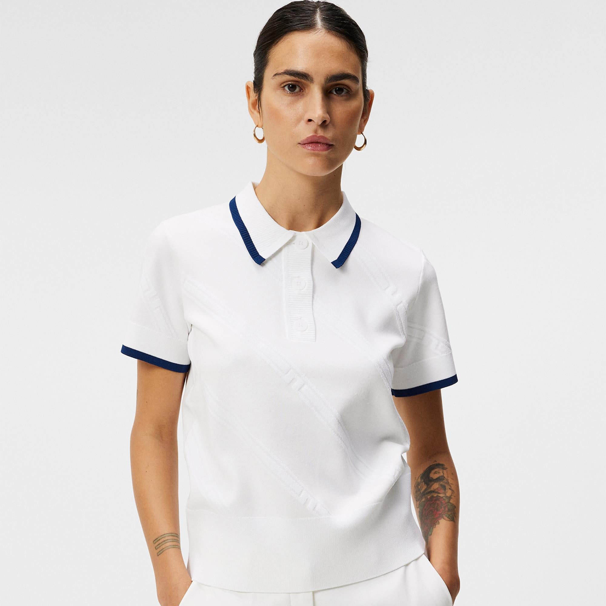 J Lindeberg Feline Knitted Ladies Polo Shirt White