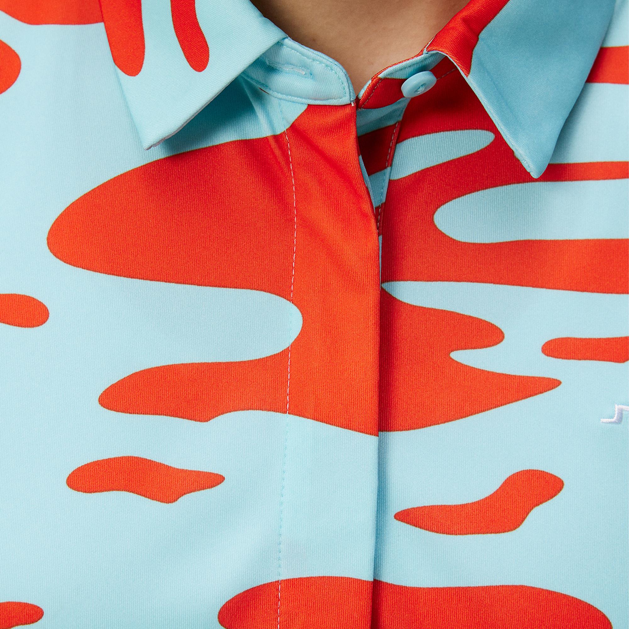 J Lindeberg Dena Print Sleeveless Ladies Golf Polo Shirt Neptune Atomizer