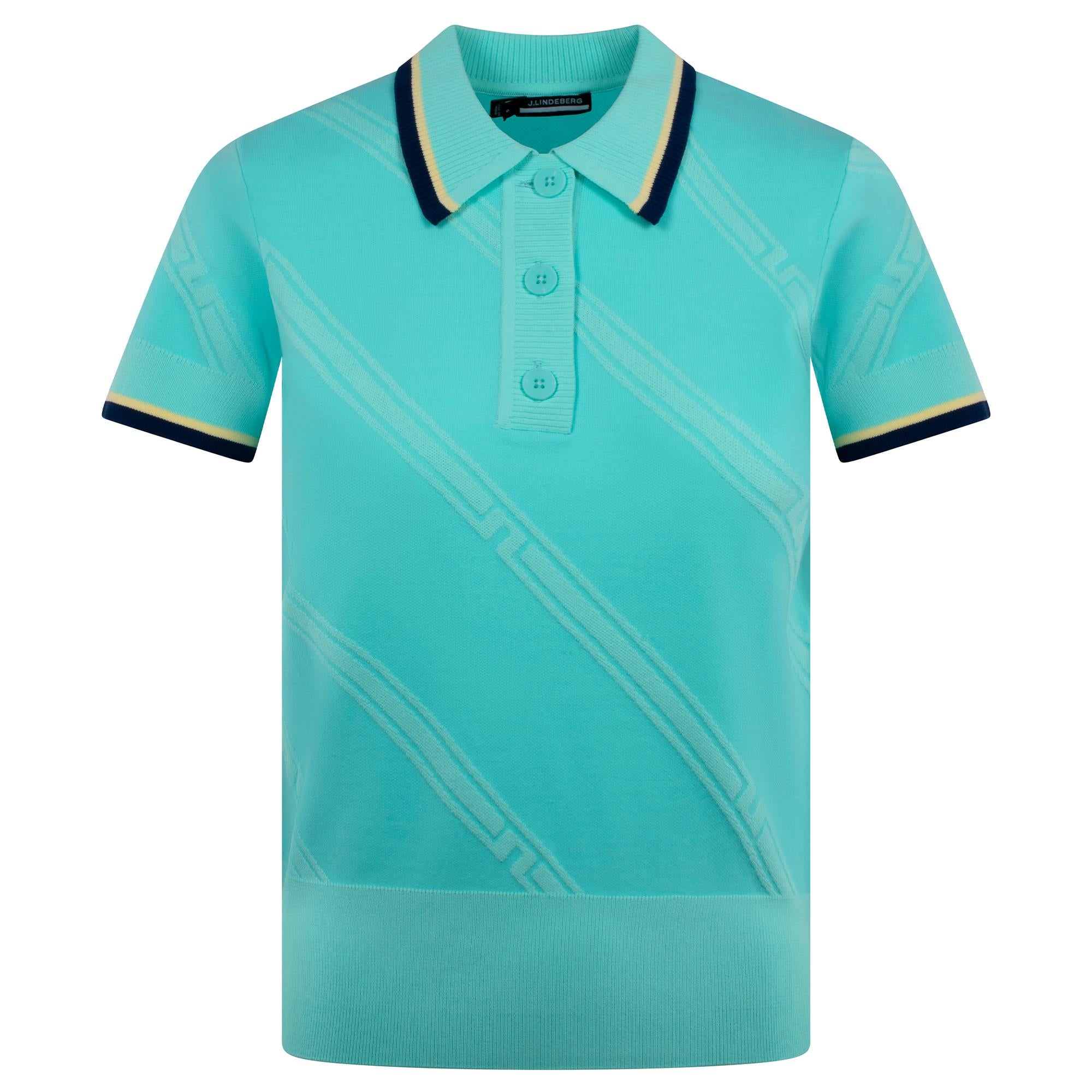 J Lindeberg Feline Knitted Ladies Polo Shirt Aruba Blue