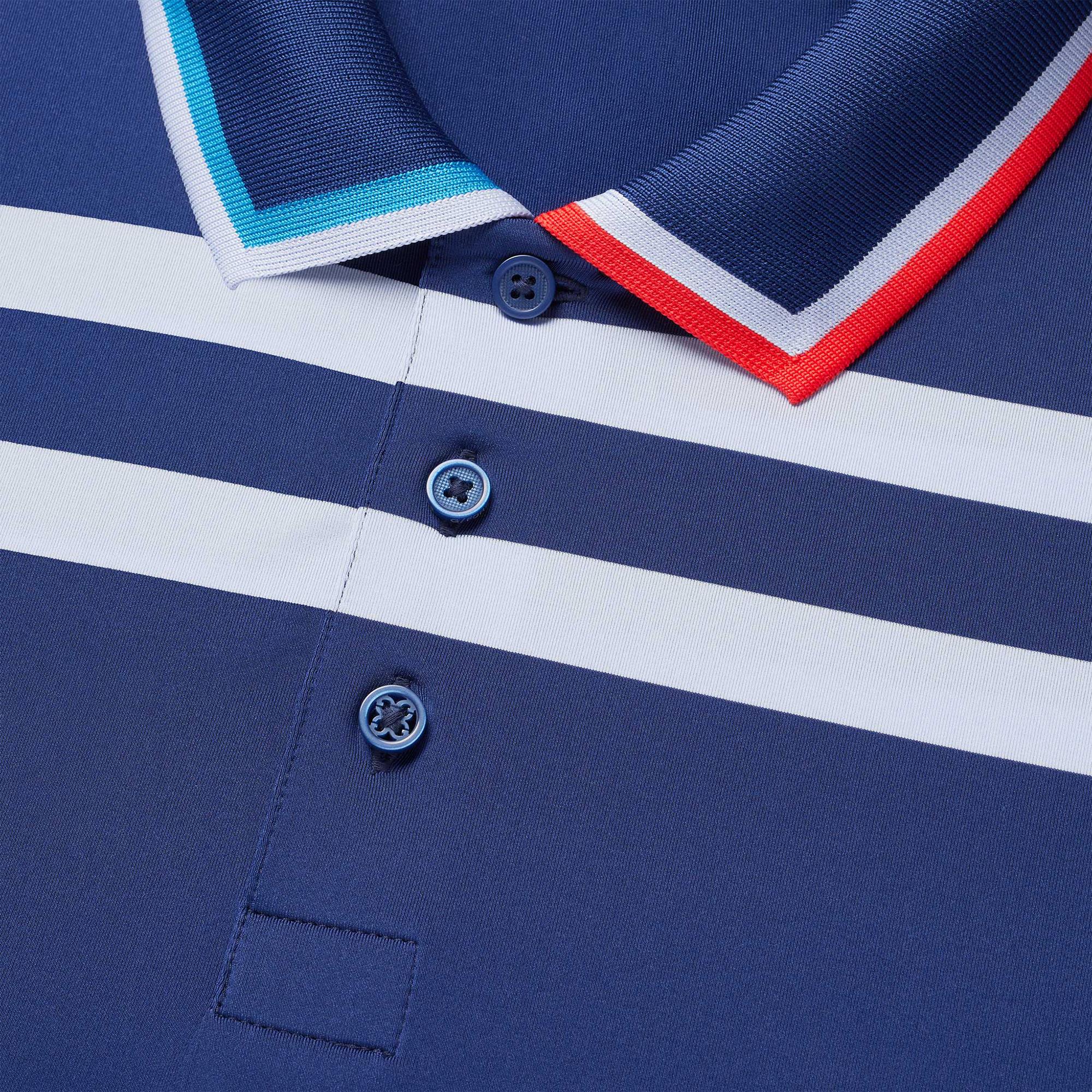 G/FORE Variegated Stripe Tech Jersey Polo Shirt Blue Print