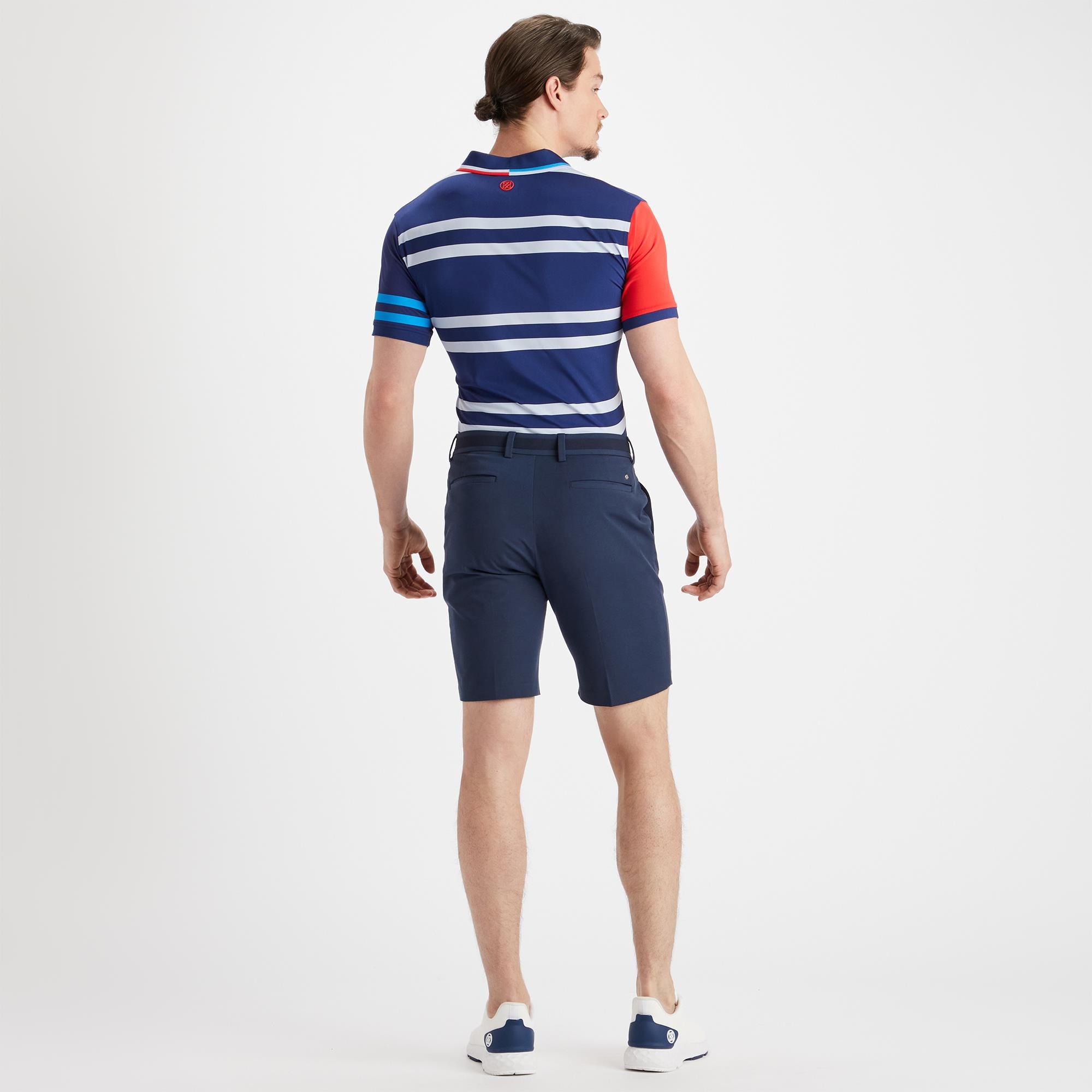 G/FORE Variegated Stripe Tech Jersey Polo Shirt Blue Print