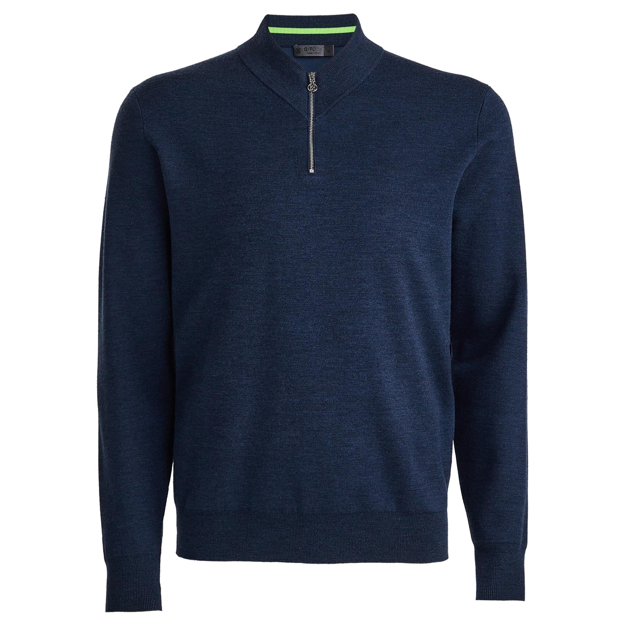 G/FORE V Neck Merino Quarter Zip Knitted Sweater Ink