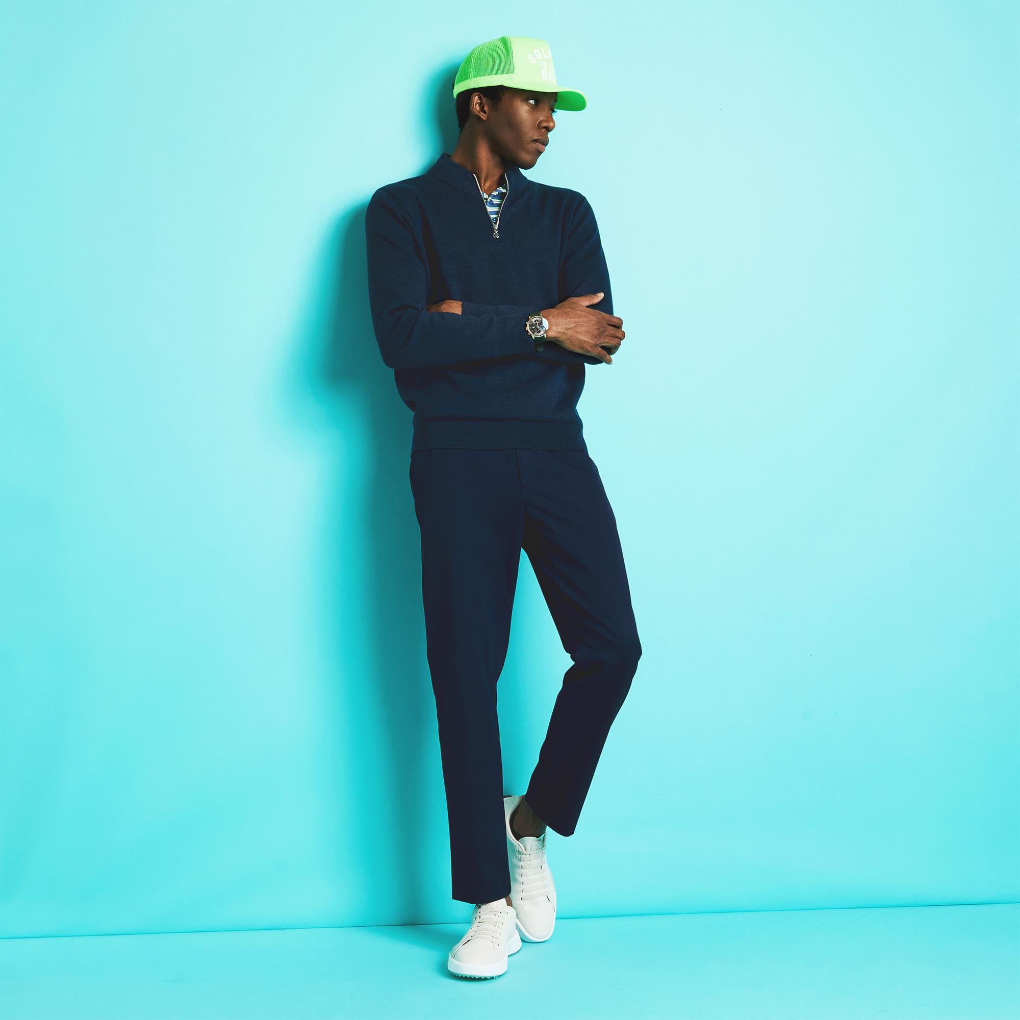 G/FORE V Neck Merino Quarter Zip Knitted Sweater Ink