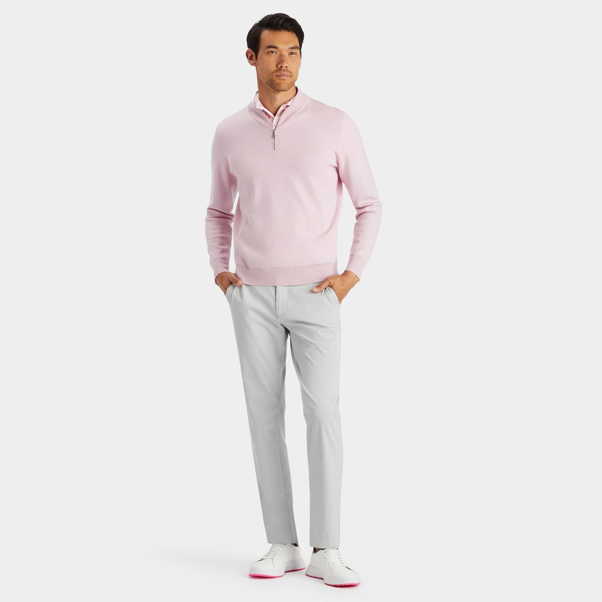 G/FORE V Neck Merino Quarter Zip Knitted Sweater Trifle