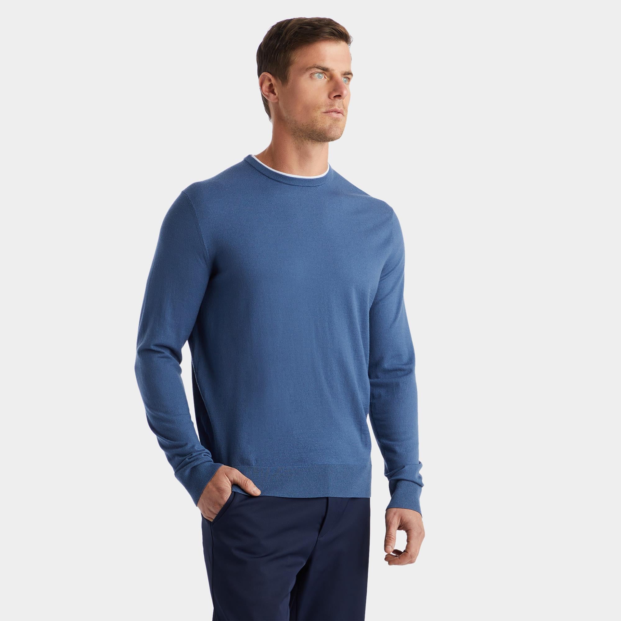 G/FORE Merino Wool Blend Crew Neck Knitted Sweater Slate