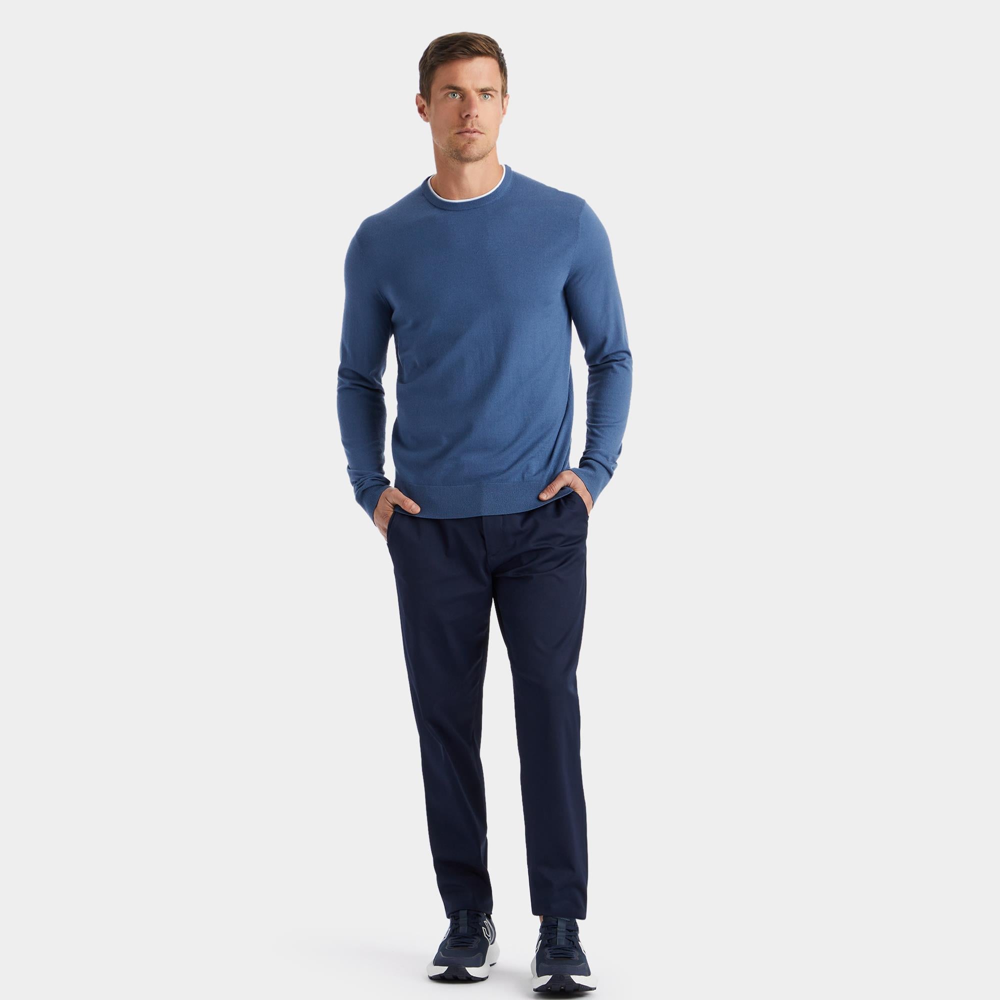 G/FORE Merino Wool Blend Crew Neck Knitted Sweater Slate