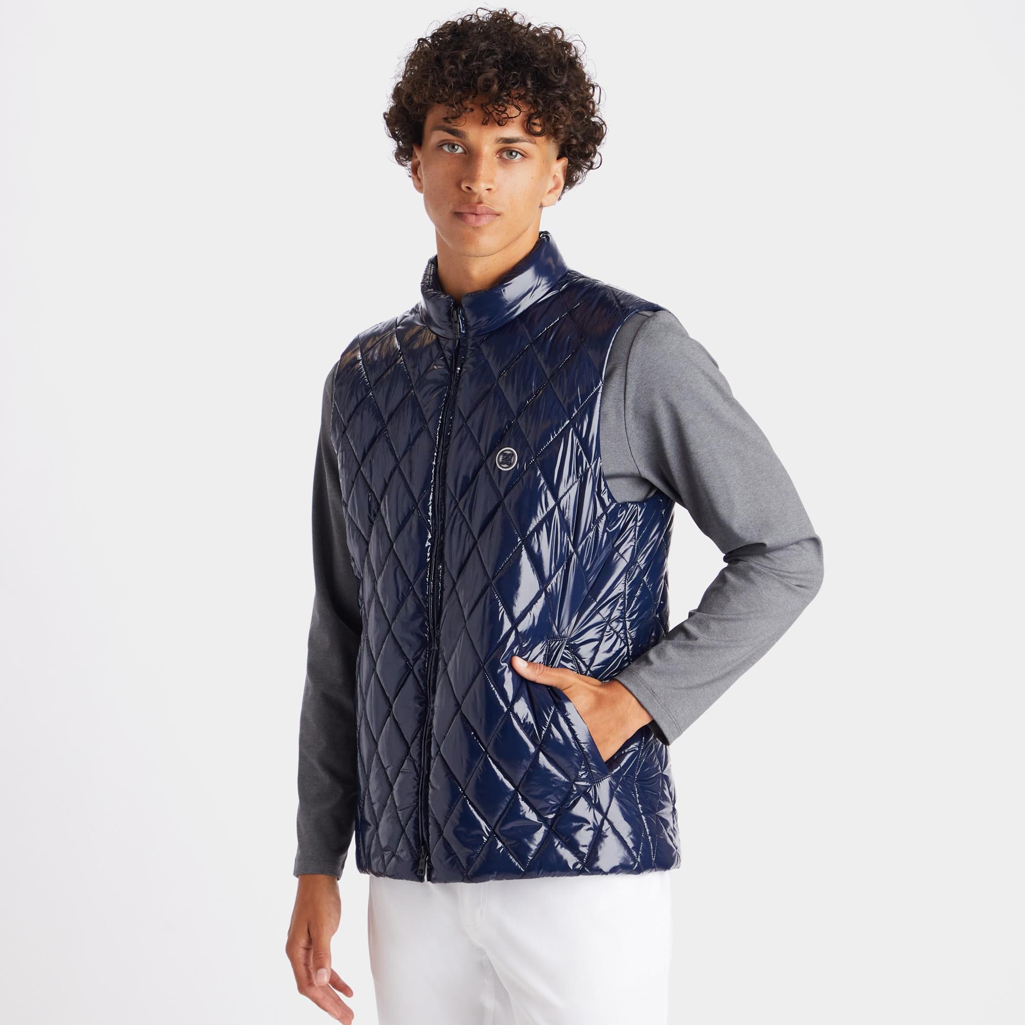 G/FORE Quilted Nylon Wool Lined Puffer Vest Twilight