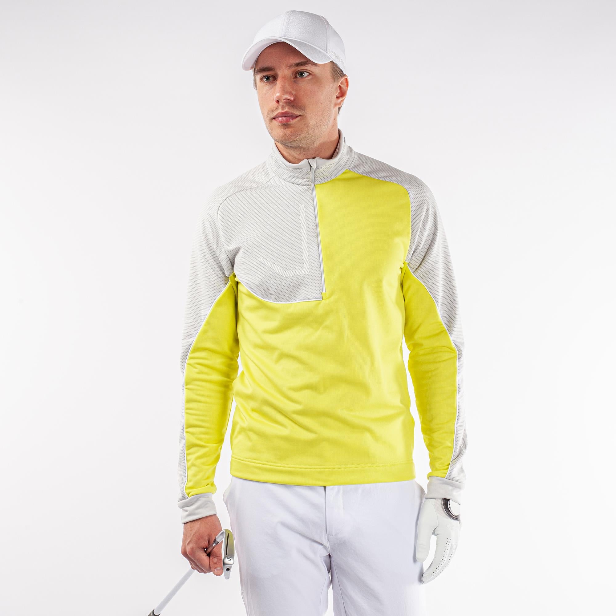 Galvin Green Daxton Insula Mens Golf Mid Layer Forged Sunny Lime/Cool Grey/White