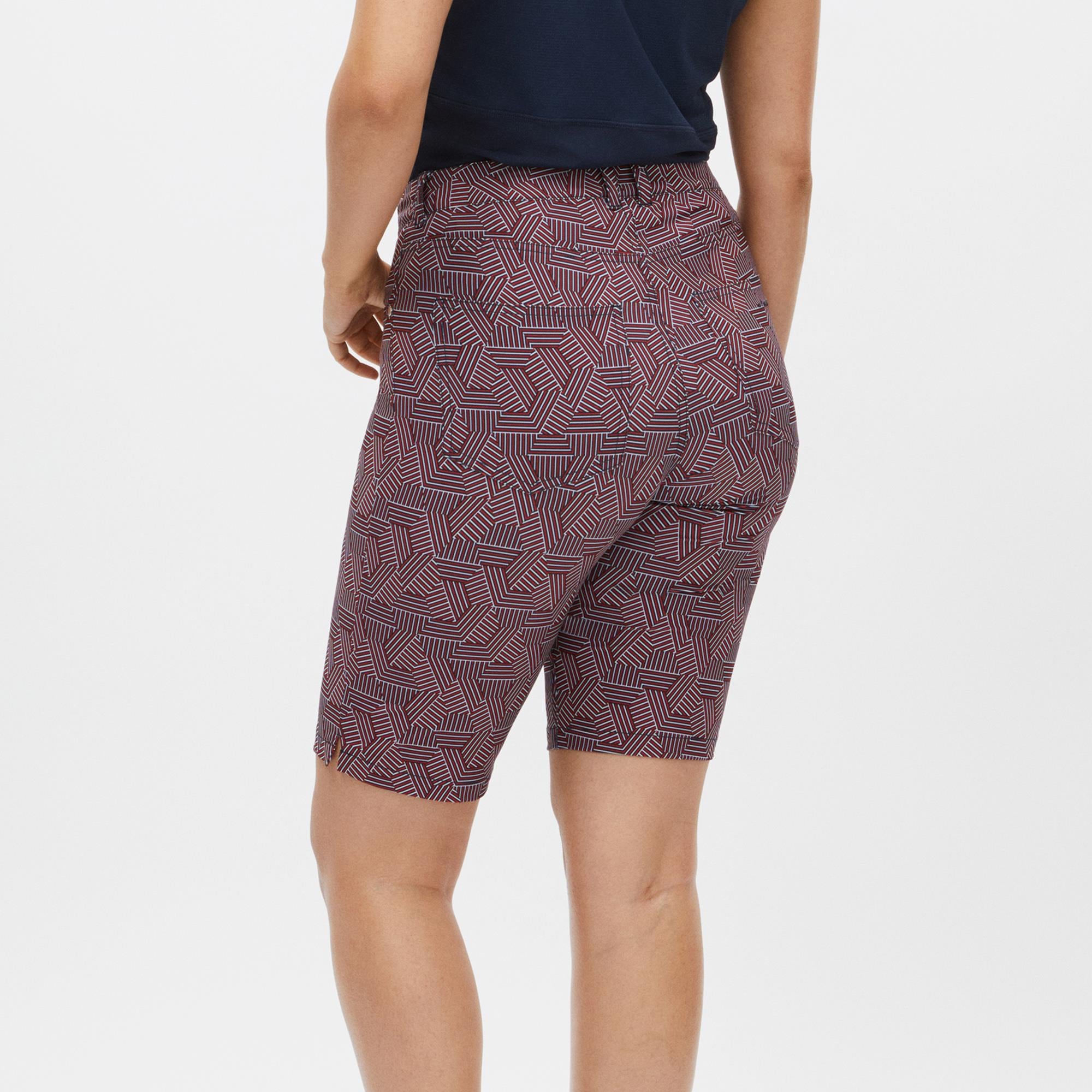 Rohnisch Chie Comfort Stretch Ladies Golf Bermuda Shorts Hexagon Red