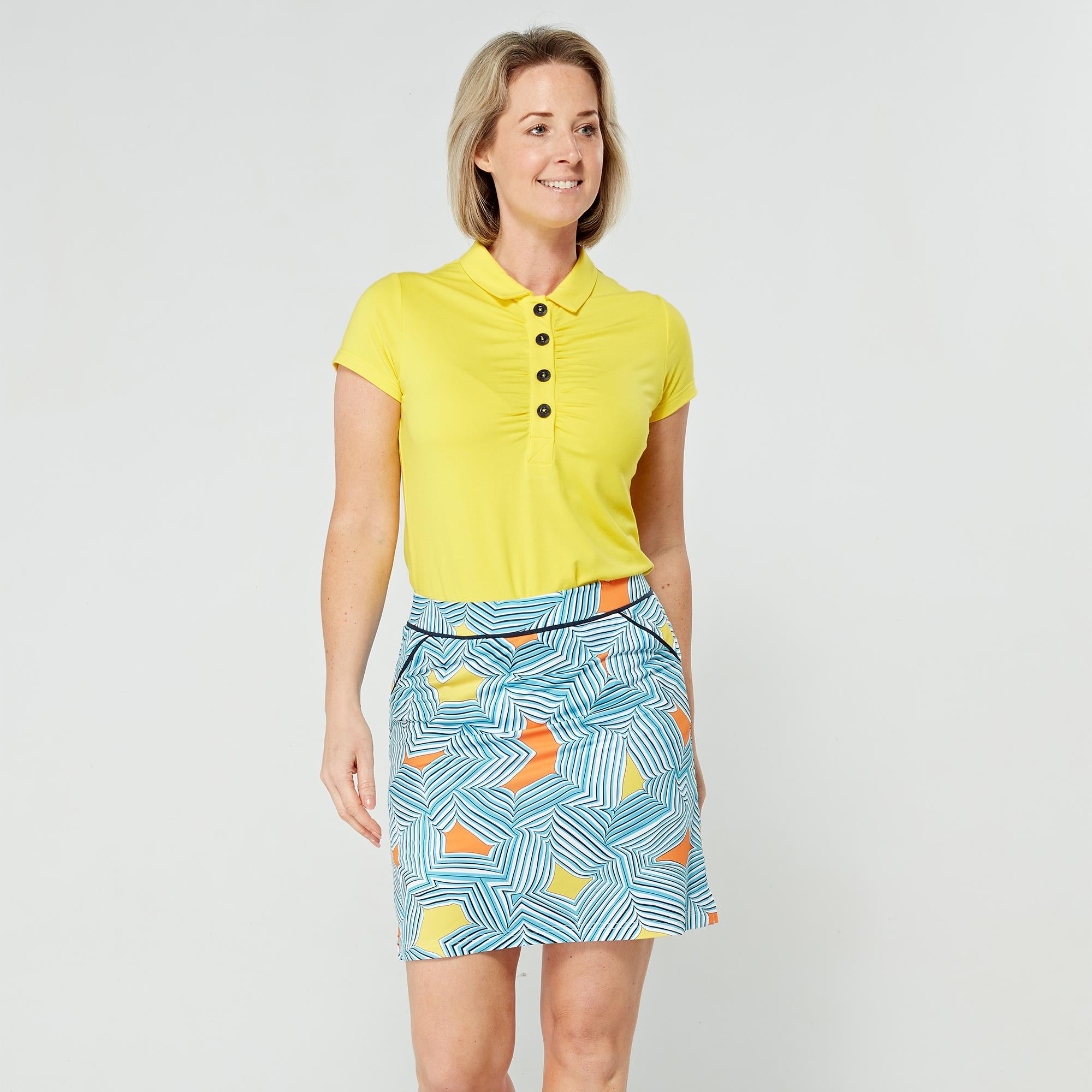 Swing Out Sister Lara Print Ladies Golf Skort White