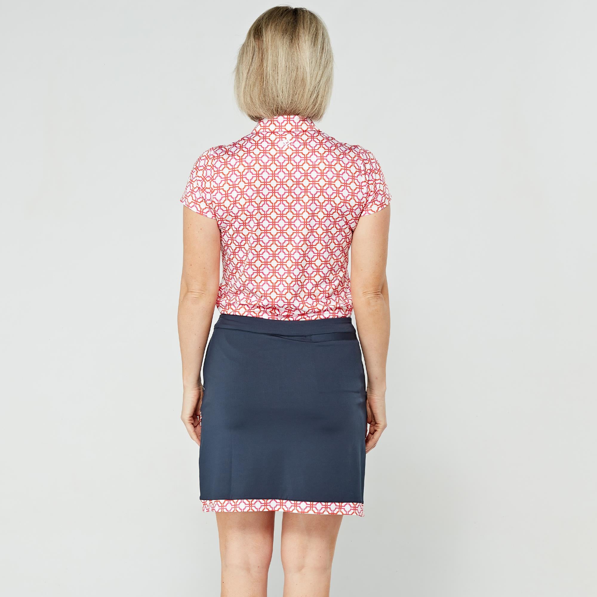 Swing Out Sister Milly Pattern Calloped Ladies Golf Skort Lush Pink/Mandarin