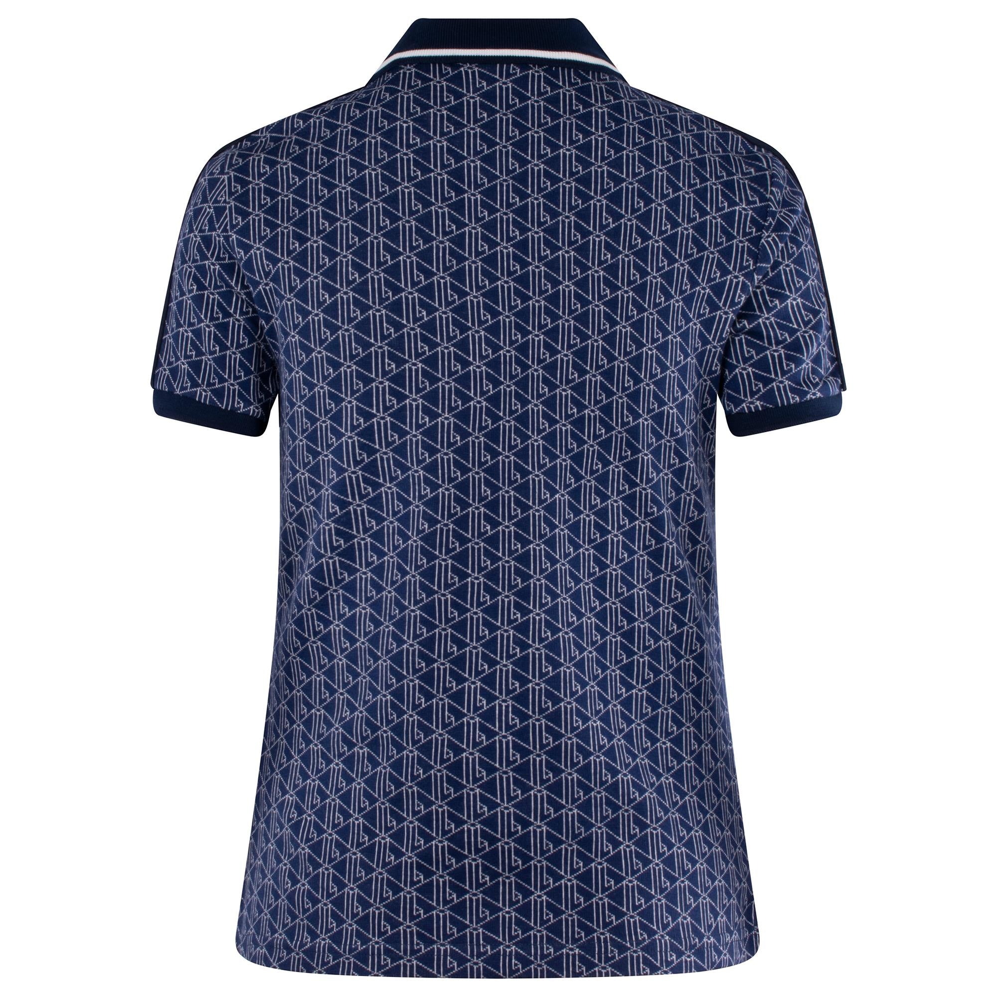 Ladies Lacoste Monogram Jacquard Polo Shirt Navy/White