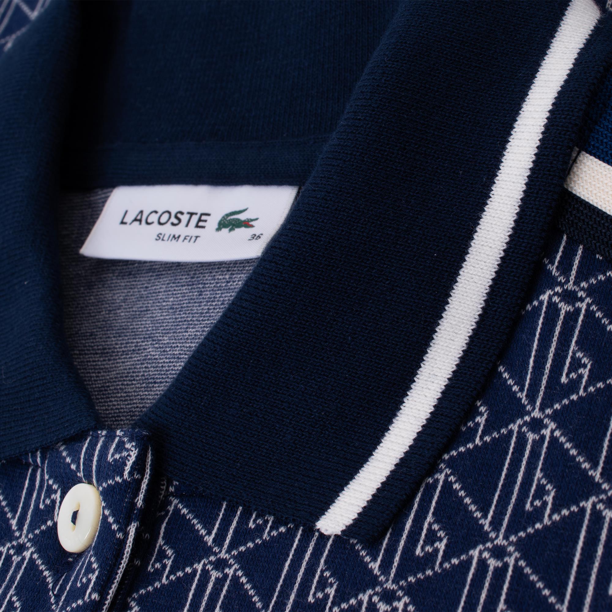 Ladies Lacoste Monogram Jacquard Dress Navy Blue/White