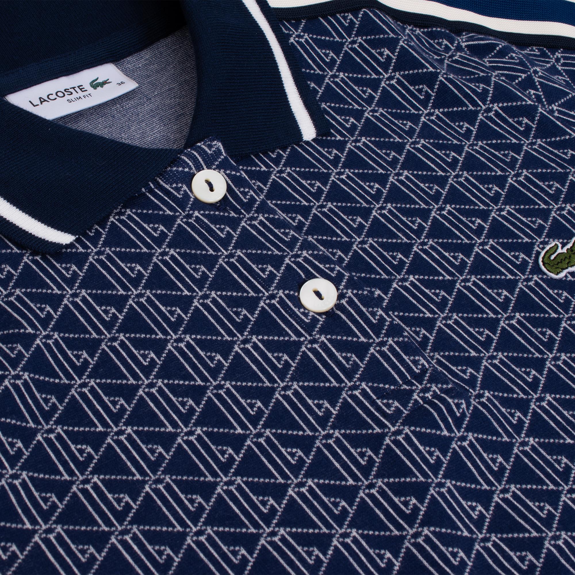 Ladies Lacoste Monogram Jacquard Dress Navy Blue/White