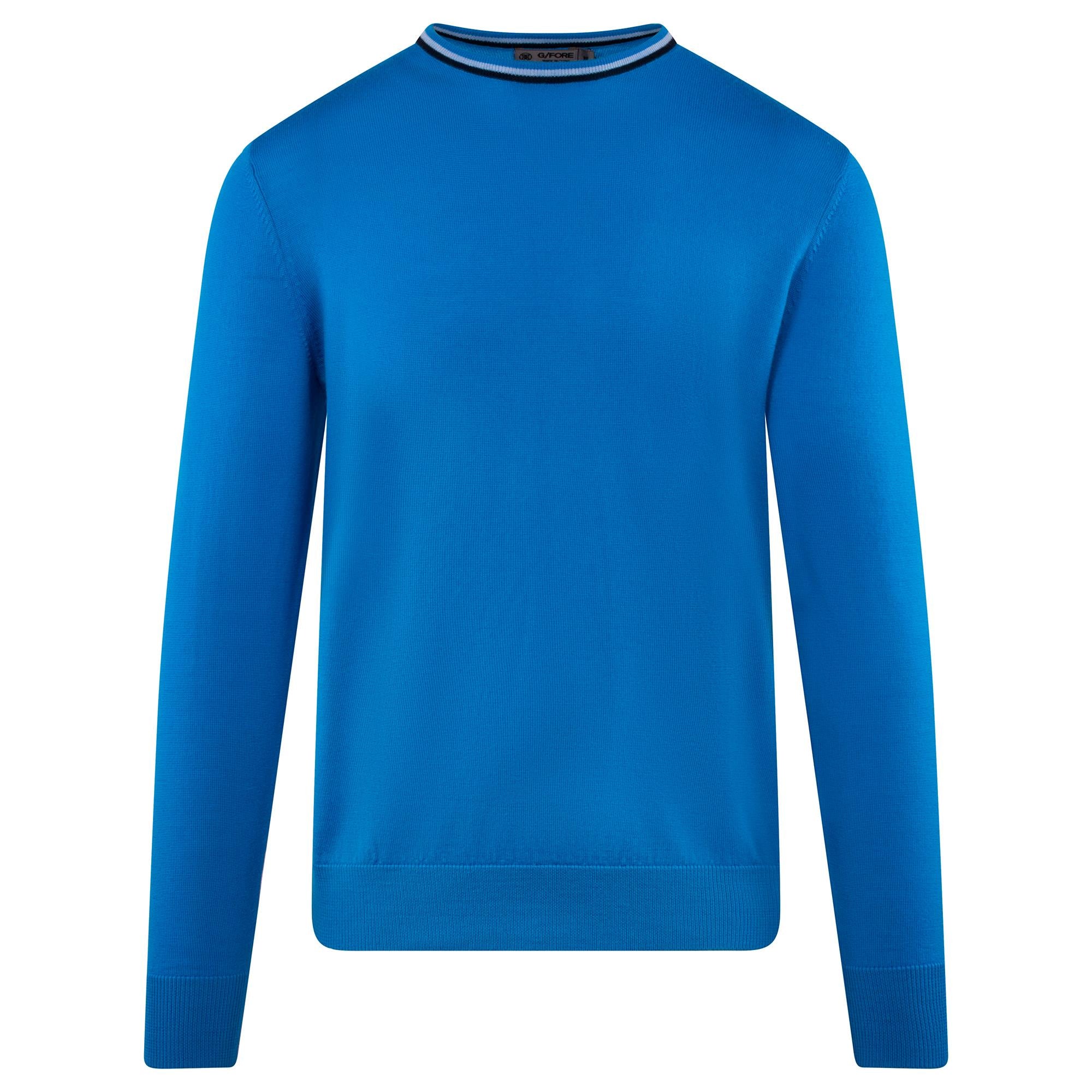 G/FORE Merino Wool Crew Neck Knitted Sweater Cerulean