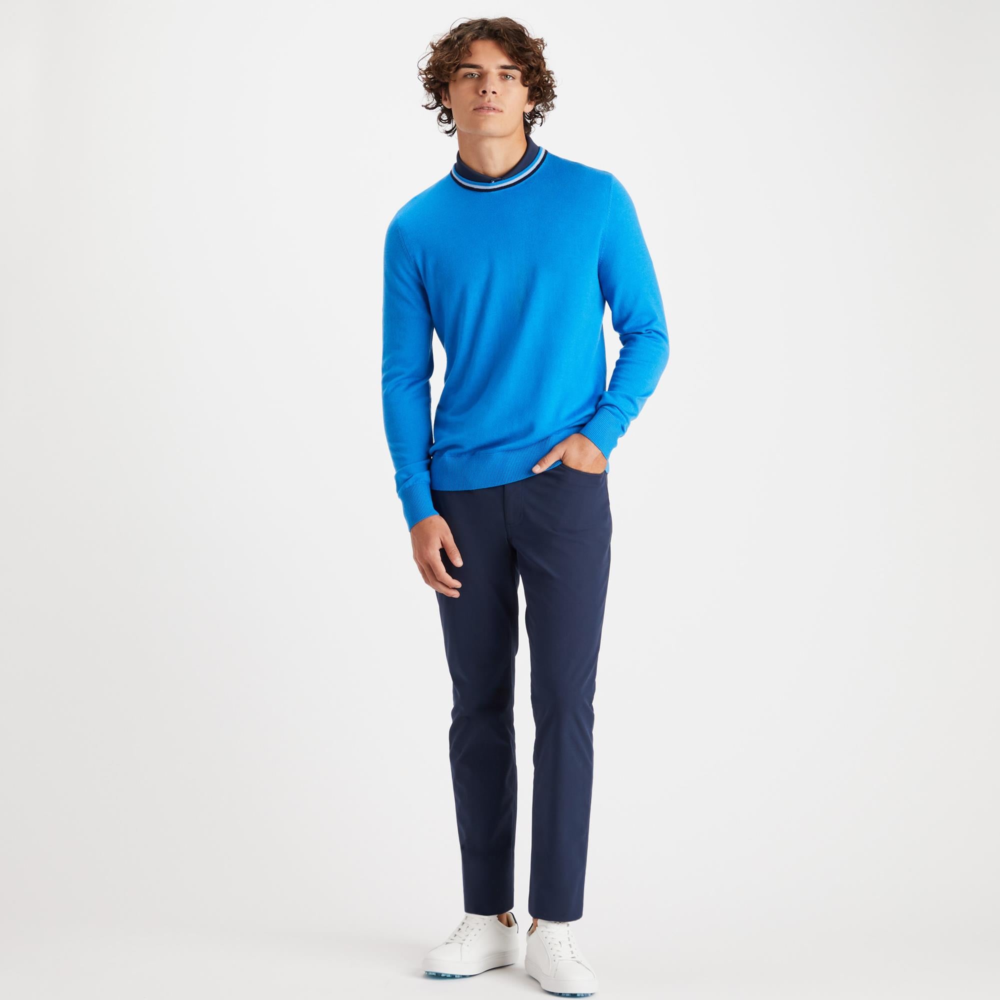 G/FORE Merino Wool Crew Neck Knitted Sweater Cerulean