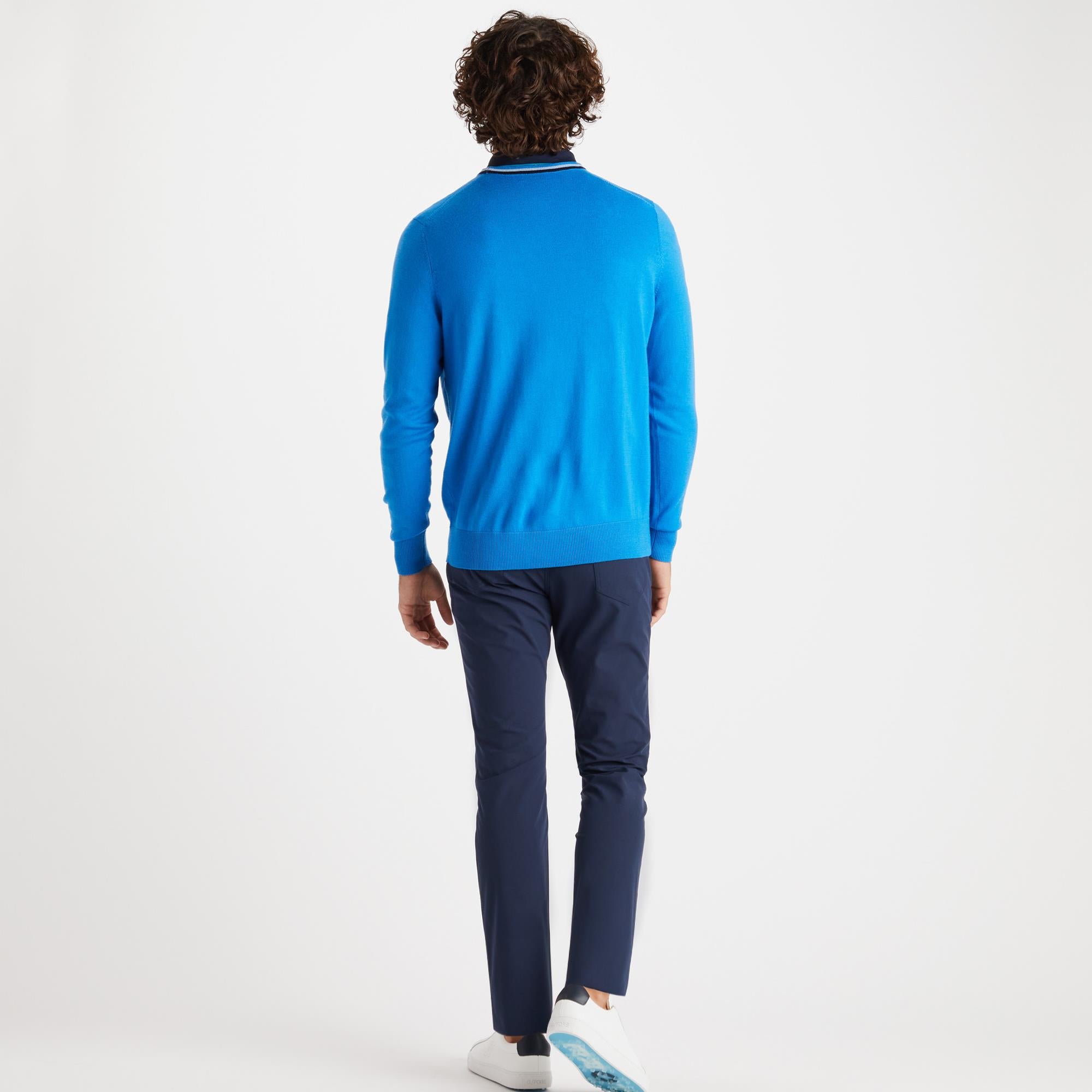 G/FORE Merino Wool Crew Neck Knitted Sweater Cerulean