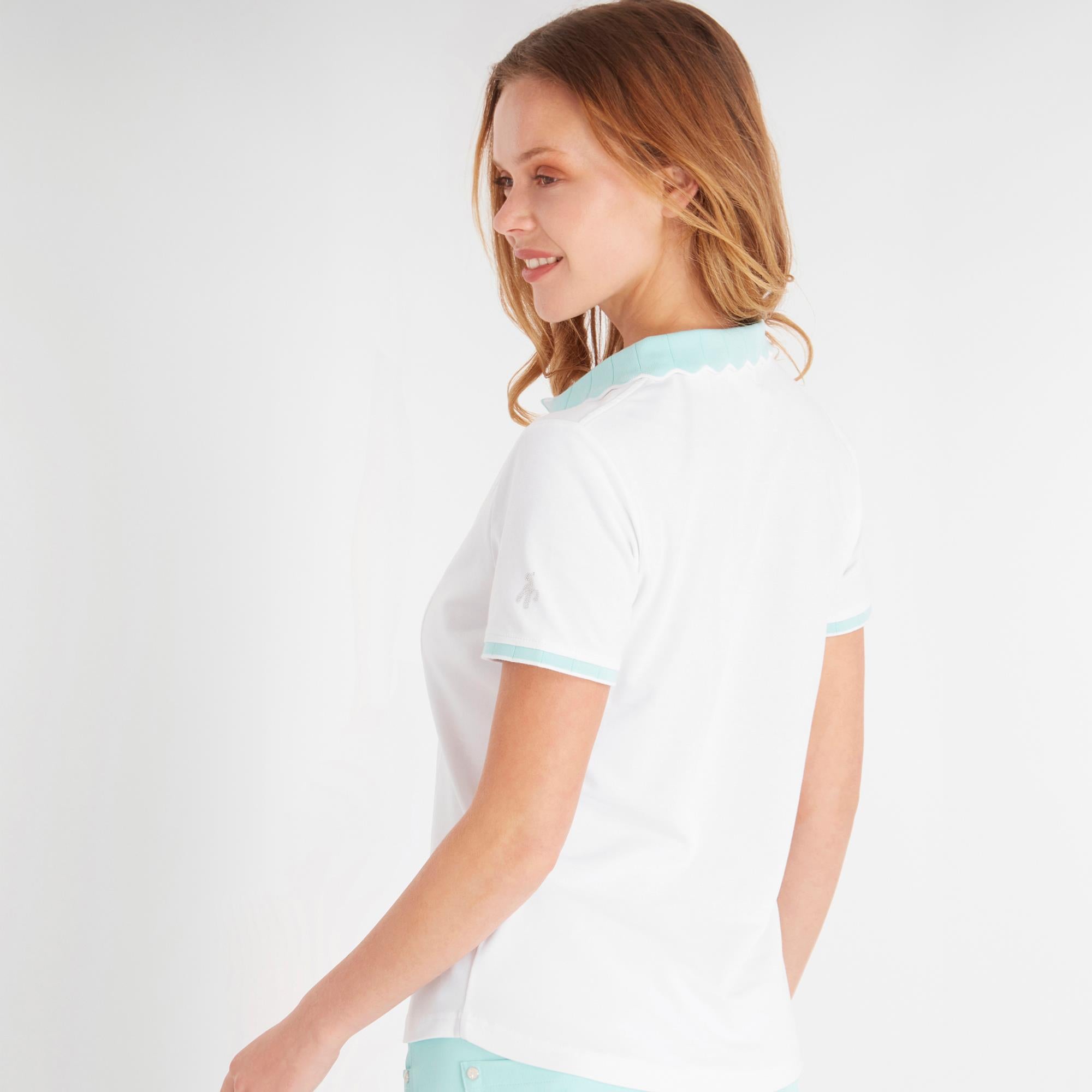 Green Lamb Nadeen Club Ladies Golf Polo White/Aqua