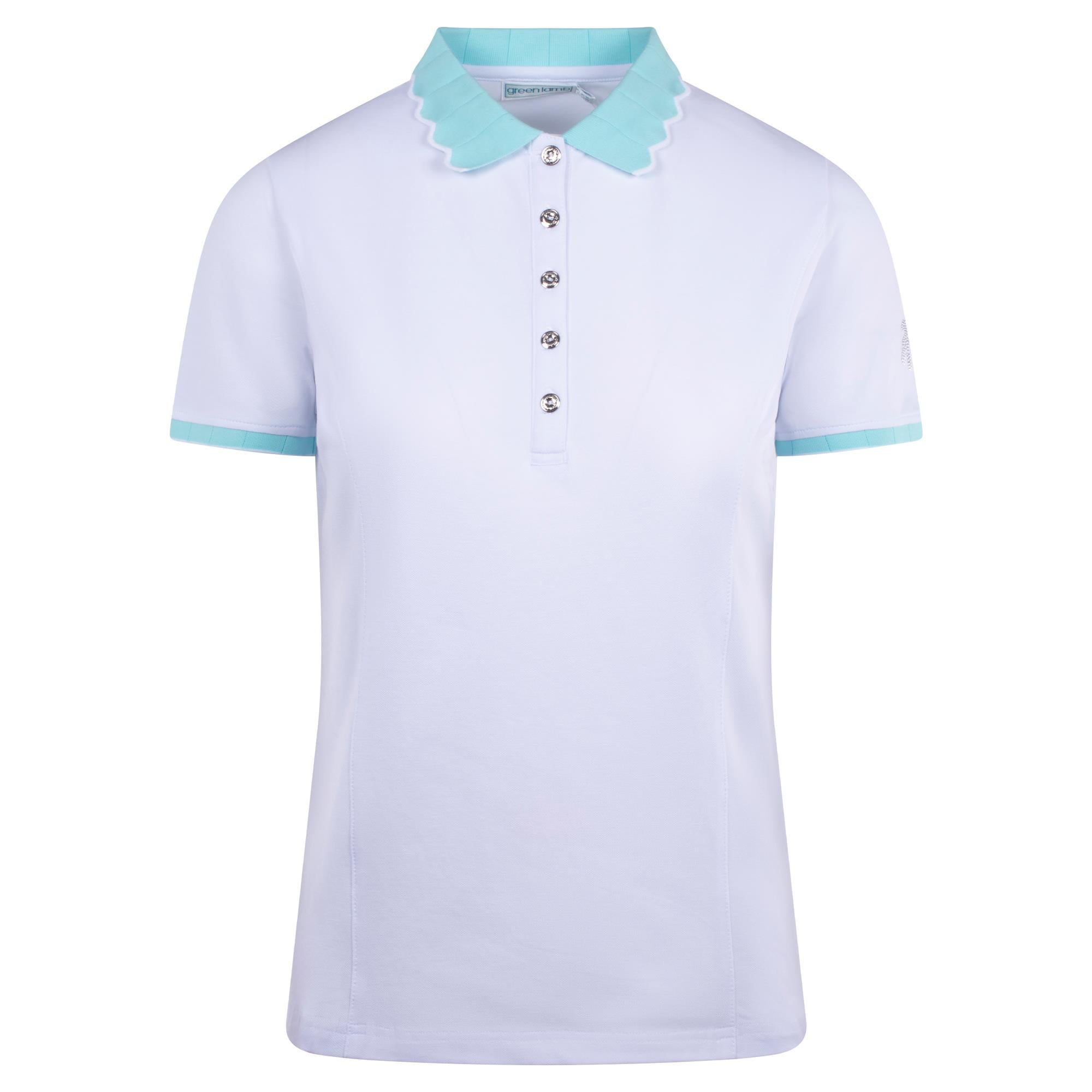 Green Lamb Nadeen Club Ladies Golf Polo White/Aqua