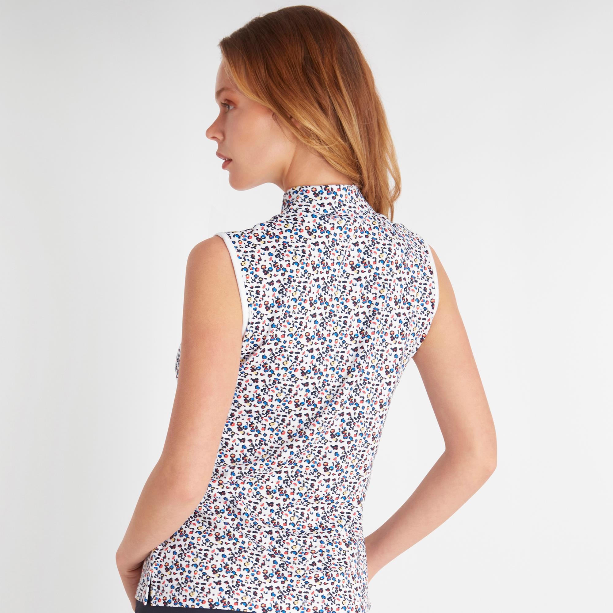 Green Lamb Natasha Half Zip Printed Ladies Sleeveless Golf Polo Shirt