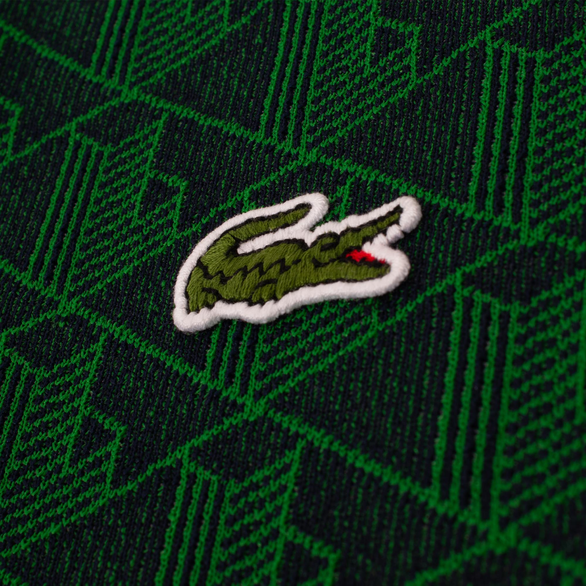 Mens Lacoste Monogram Motif Polo Shirt Green