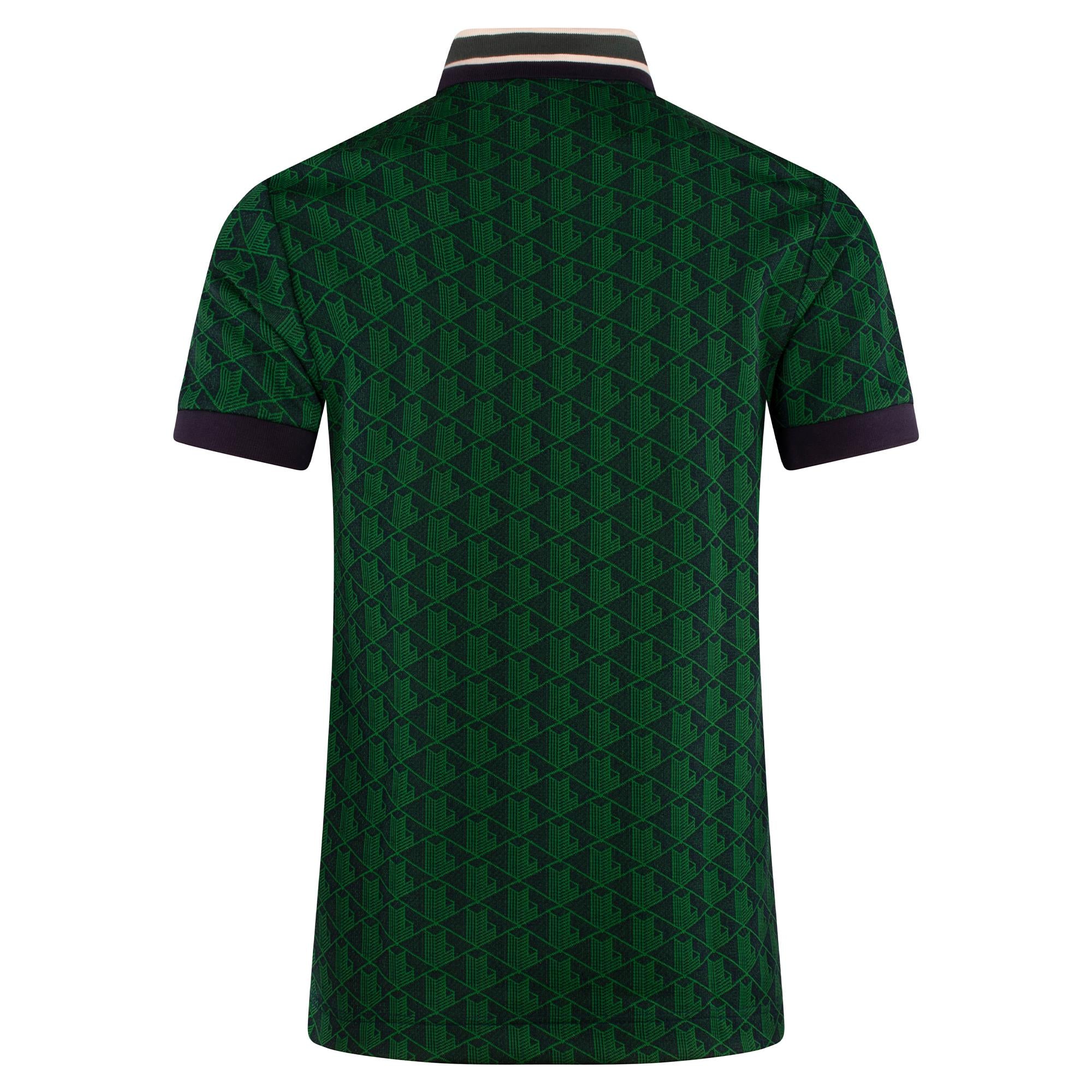 Mens Lacoste Monogram Motif Polo Shirt Green