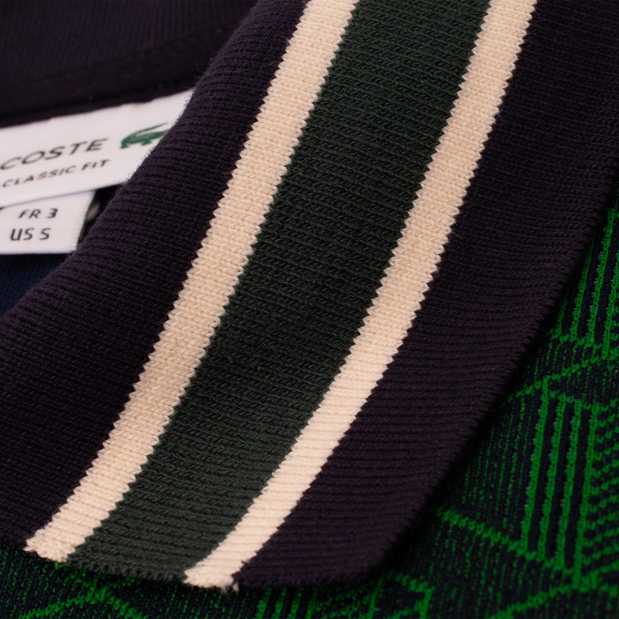 Mens Lacoste Monogram Motif Polo Shirt Green