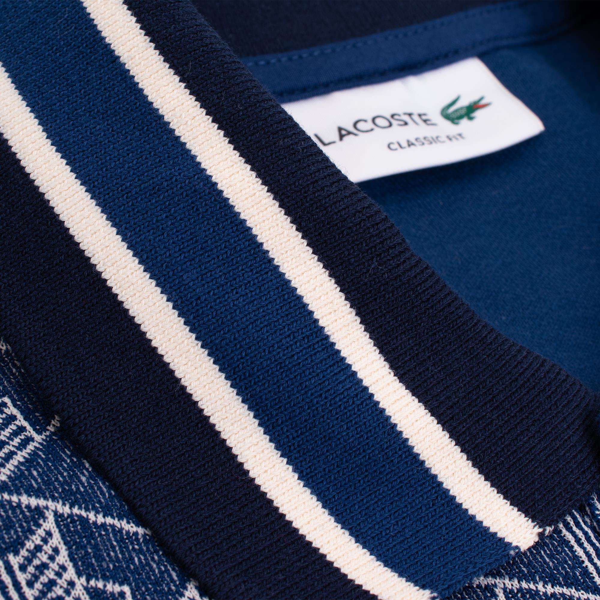 Mens Lacoste Monogram Motif Polo Shirt Navy