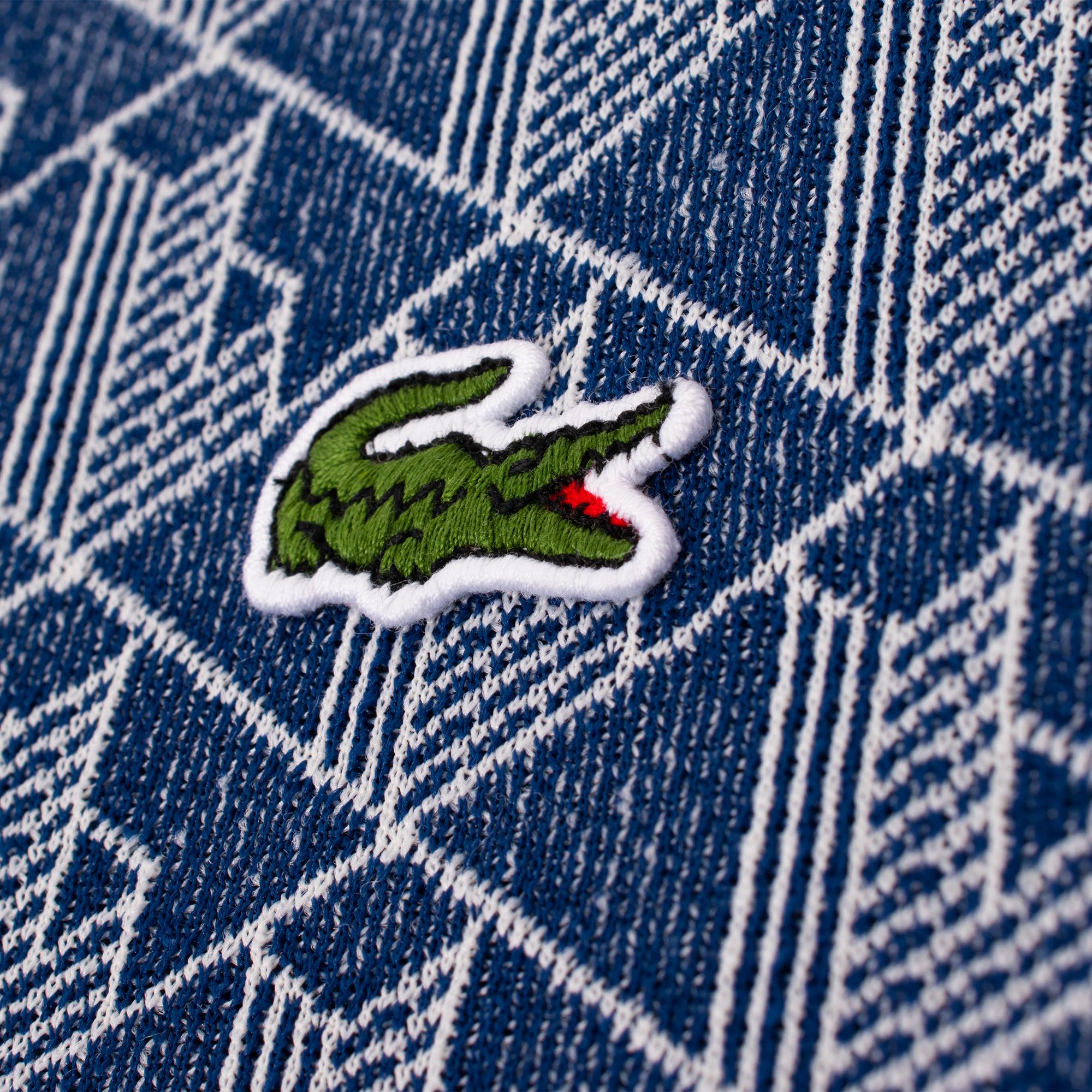 Mens Lacoste Monogram Motif Polo Shirt Navy