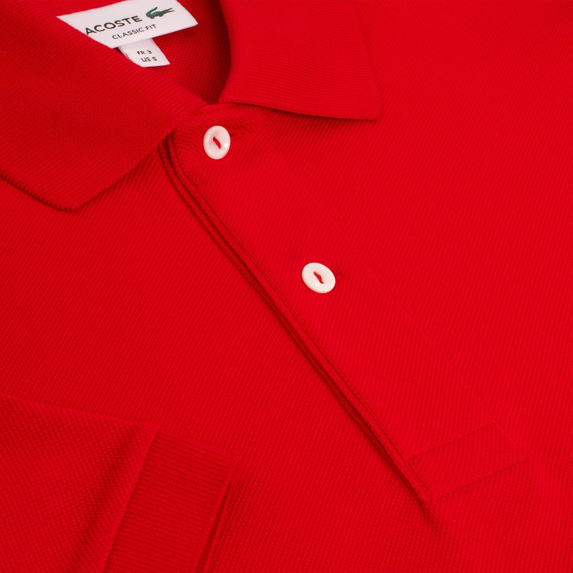 Mens Lacoste L1212 Classic Fit Polo Shirt Red