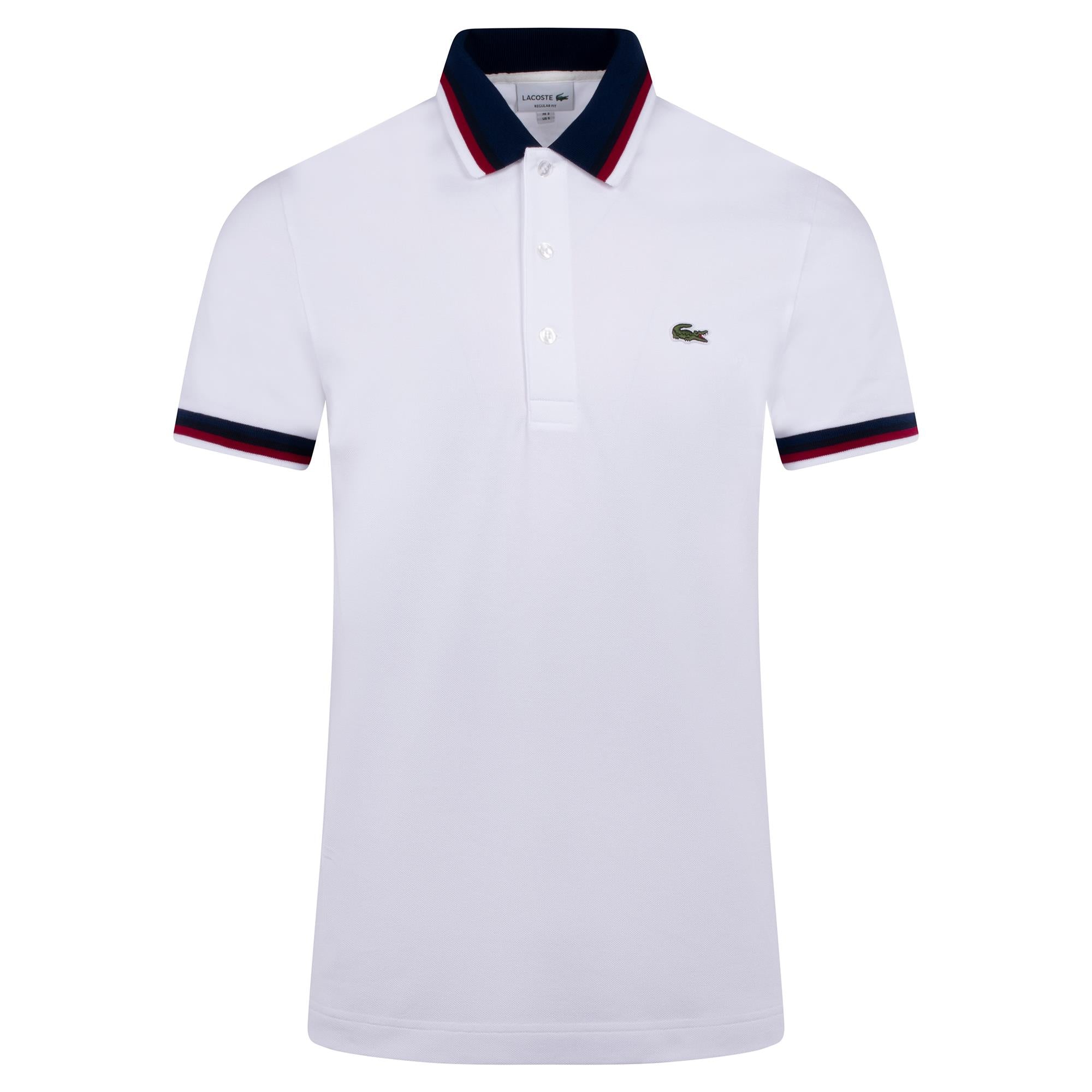 Mens Lacoste Contrast Colour Regular Fit Polo Shirt White